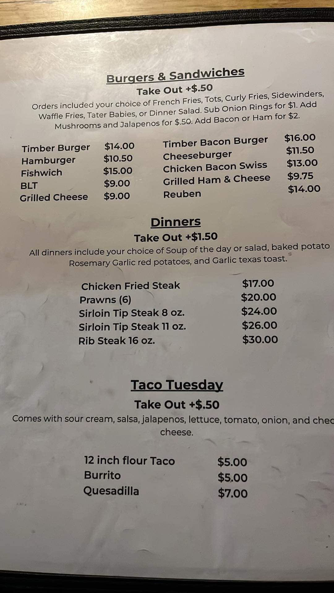 Well, it’s a sign of the times.... - Timber Inn Bar and Grill
