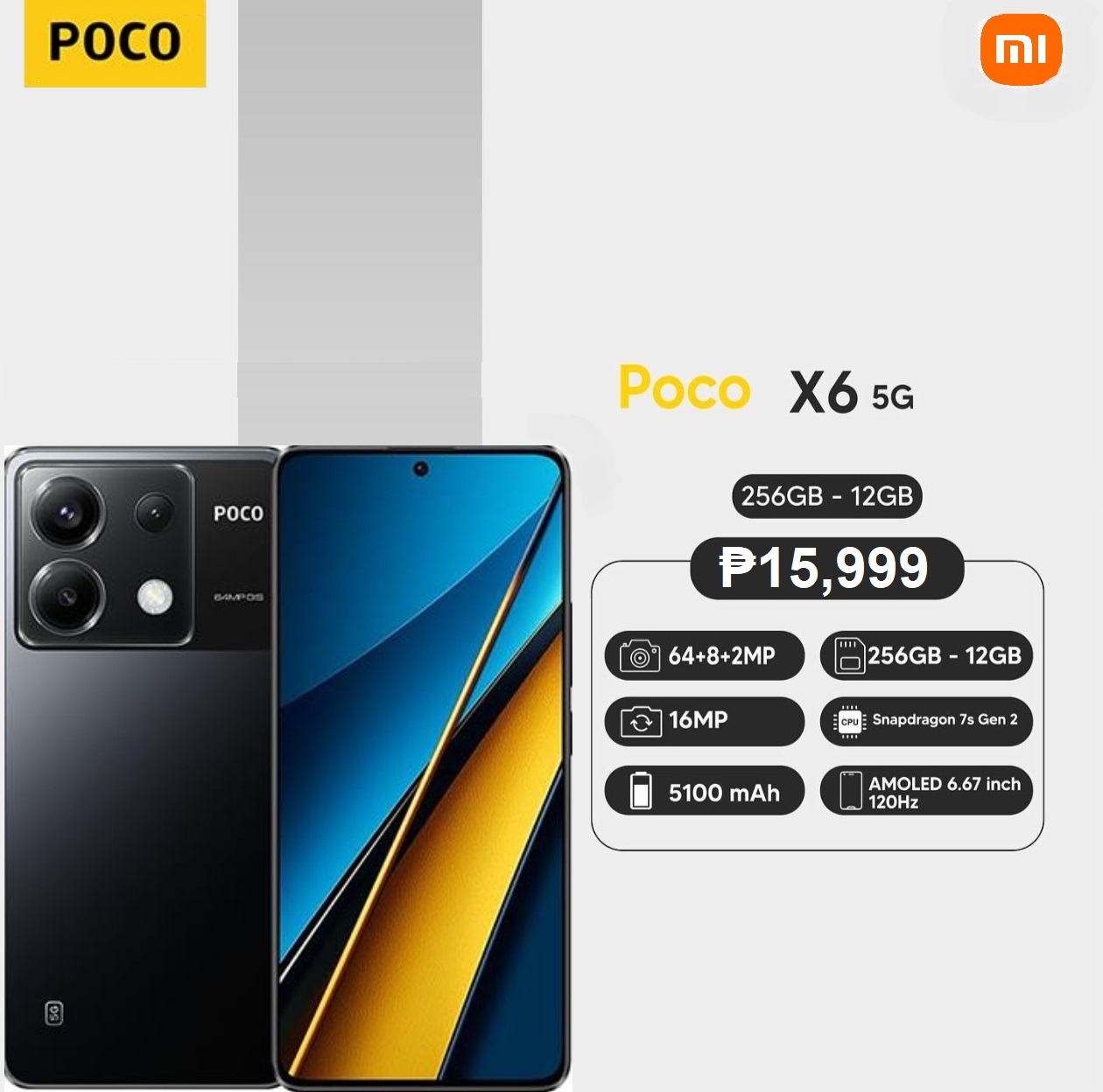 The Poco X6 5G pack snapdragon 7s Gen 2processor,12GB ram 6.67 