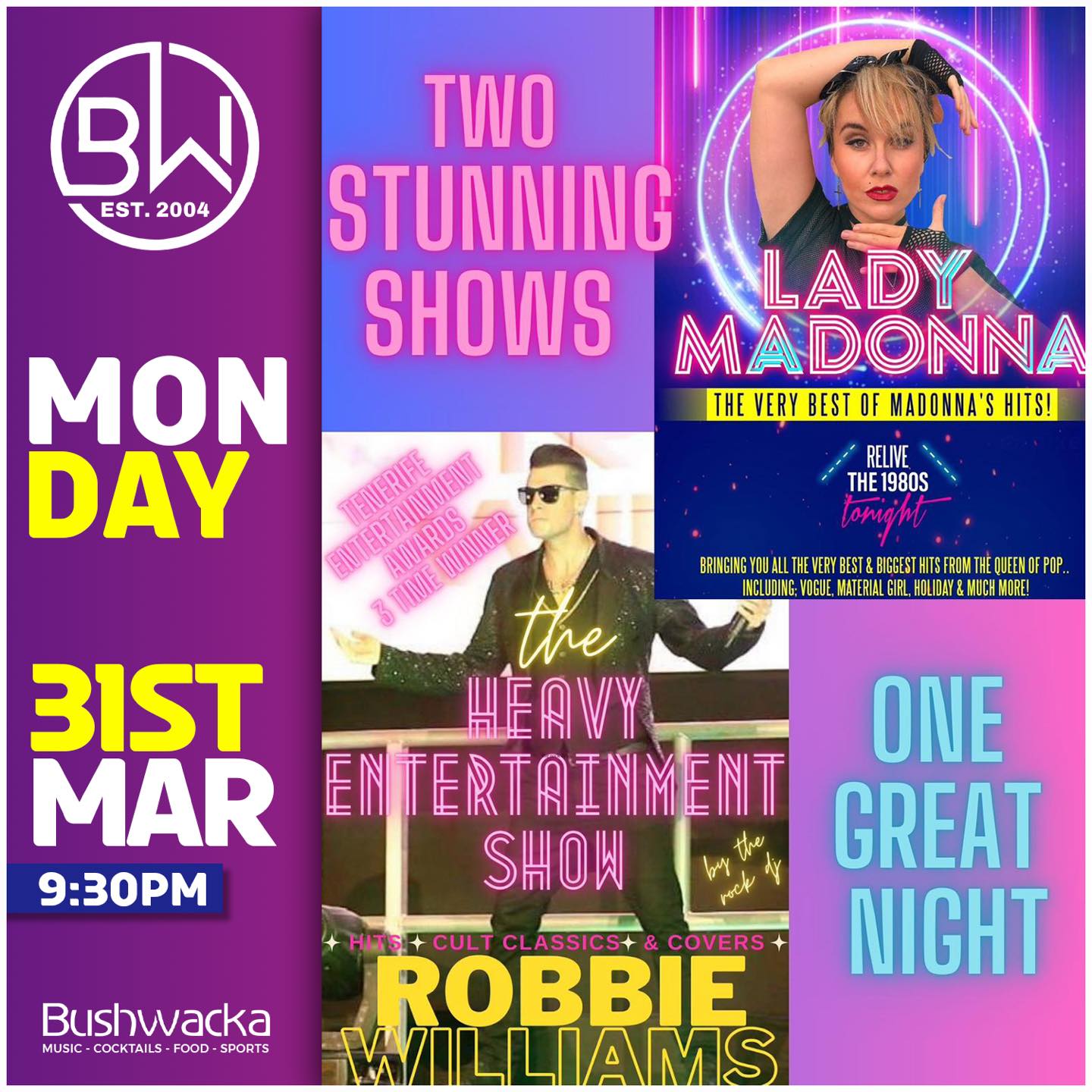 Bushwacka - ⭐️ROBBIE WILLIAMS Tribute Show⭐️ By Brad Smith - 3 Time ...