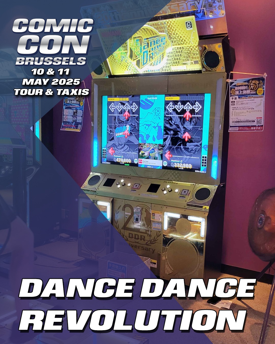 Dance Dance Revolution gameplay at World Game Circus in Japan