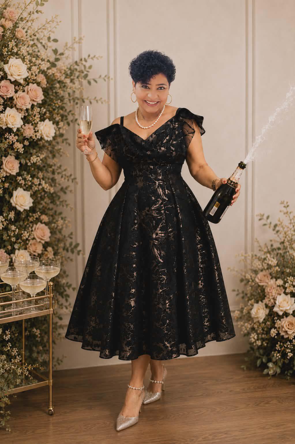 unique short prom dresses Off Shoulder A-Line Homecoming Cocktail Dress by LaDivine CD0194 the off Size:US 9-9.5 / EU 40 dark blue midi dress High Slit Hot Gown