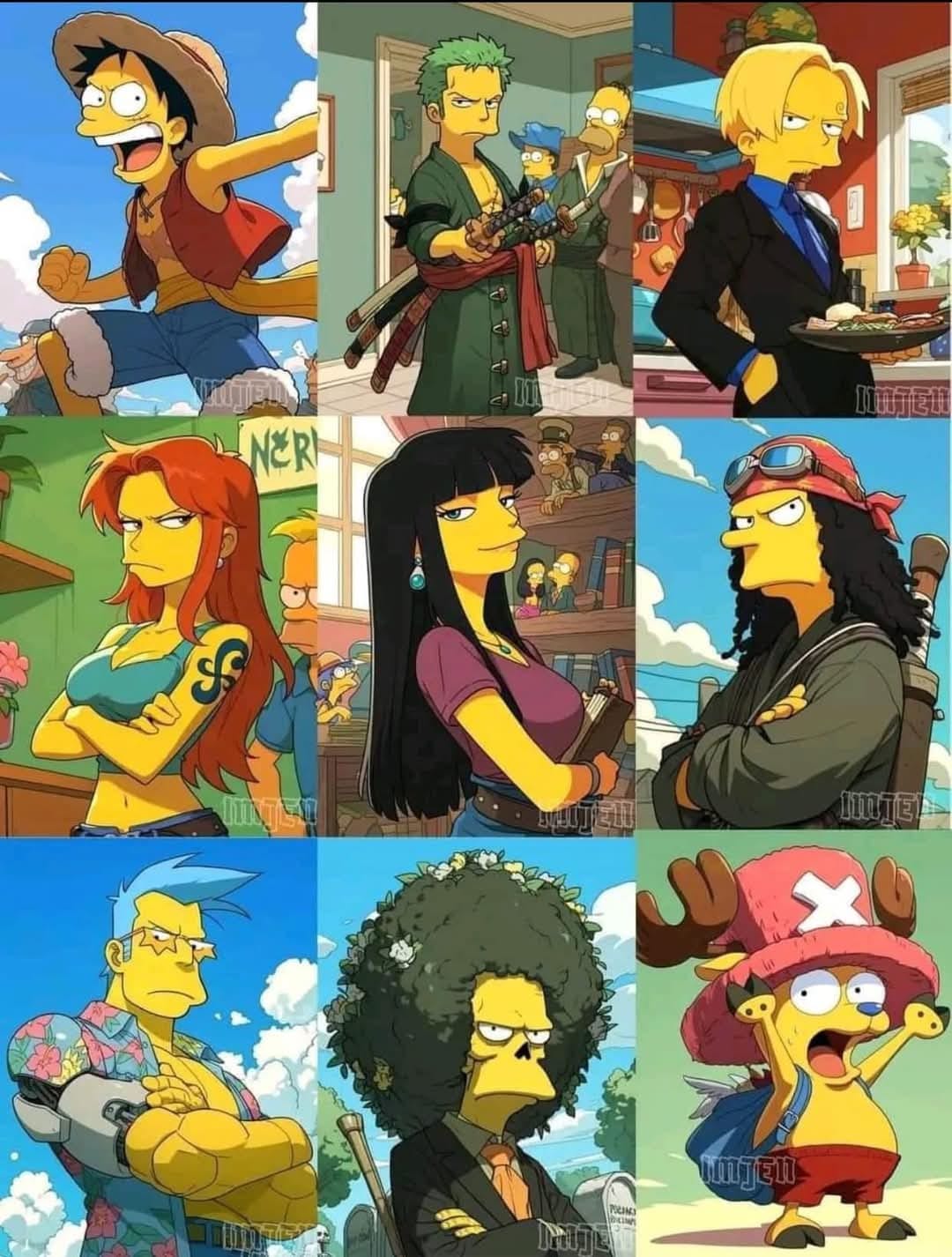 One Piece x Simpsons Crossover by Imjen | Facebook
