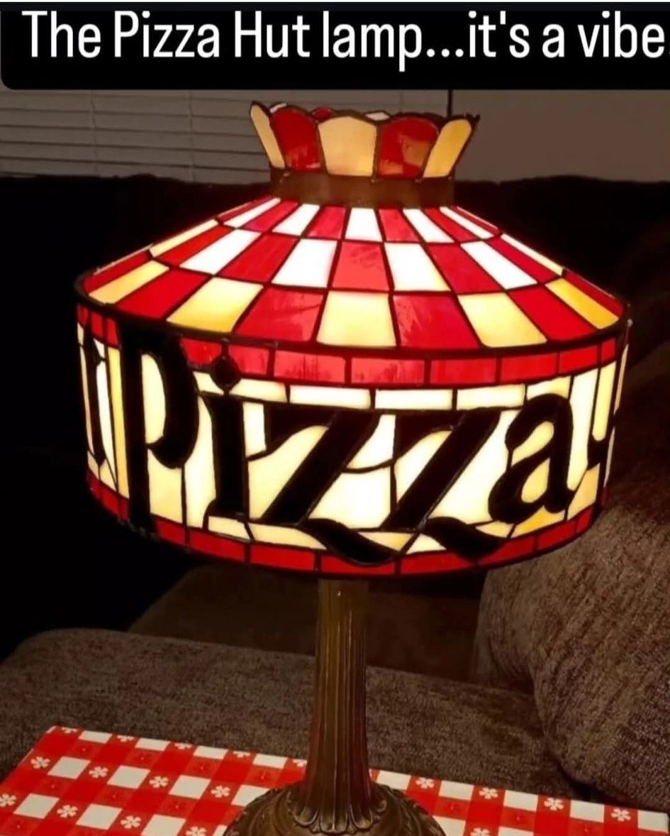 The old stained glass lamp lights at Pizza Hut