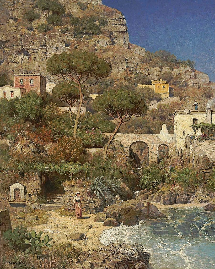 Carl Frederik Aagaard, View to the Amalfi Coast, 1895 #art #painting