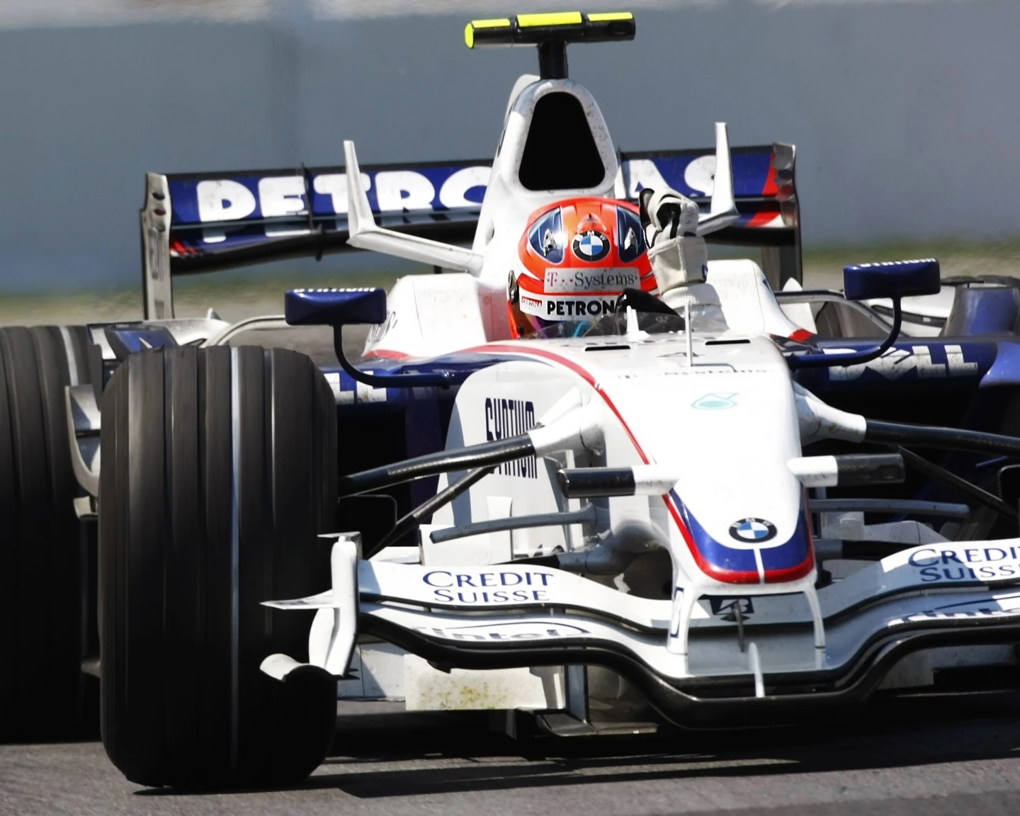 And here it is - Robert Kubica and his BMW F1.08 after victory in