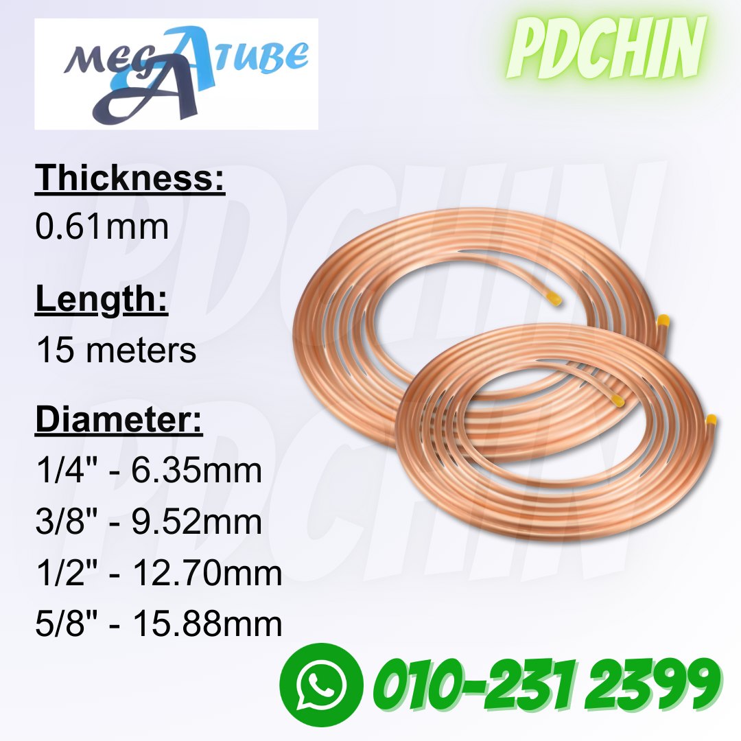 PD - Megatube SIRIM copper pipe Thickness :0.61mm Length :15meter ...