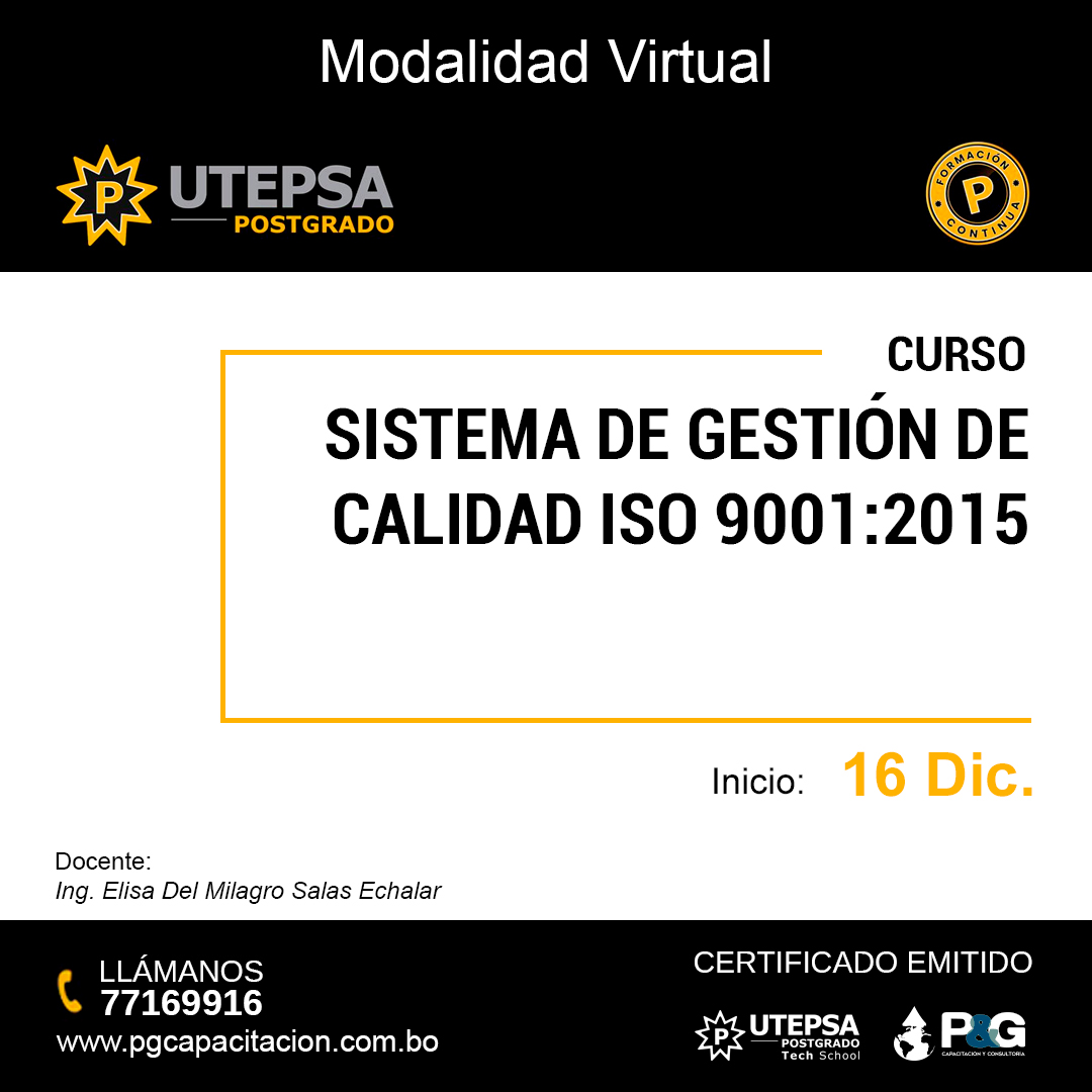 P&G - Curso Sistema de Gestión de Calidad ISO 9001:2015 📋 📢 ¿Quieres ...