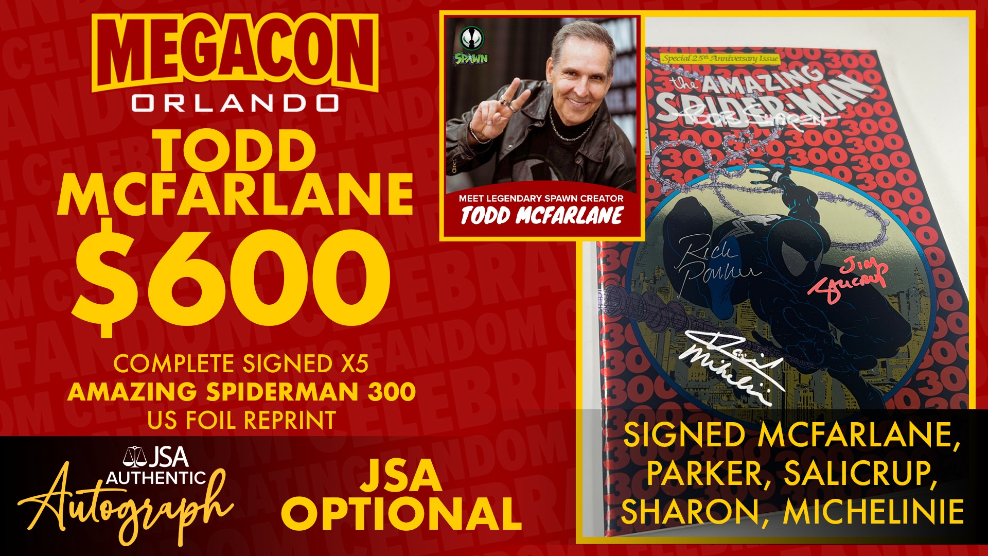 Signed Spiderman #300 US Foil Comic Book with JSA Optional