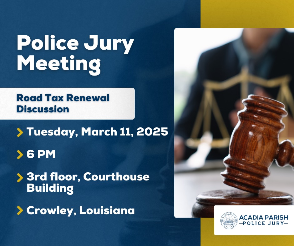 🚨 Road Tax Renewal Discussion... - Acadia Parish Police Jury | Facebook