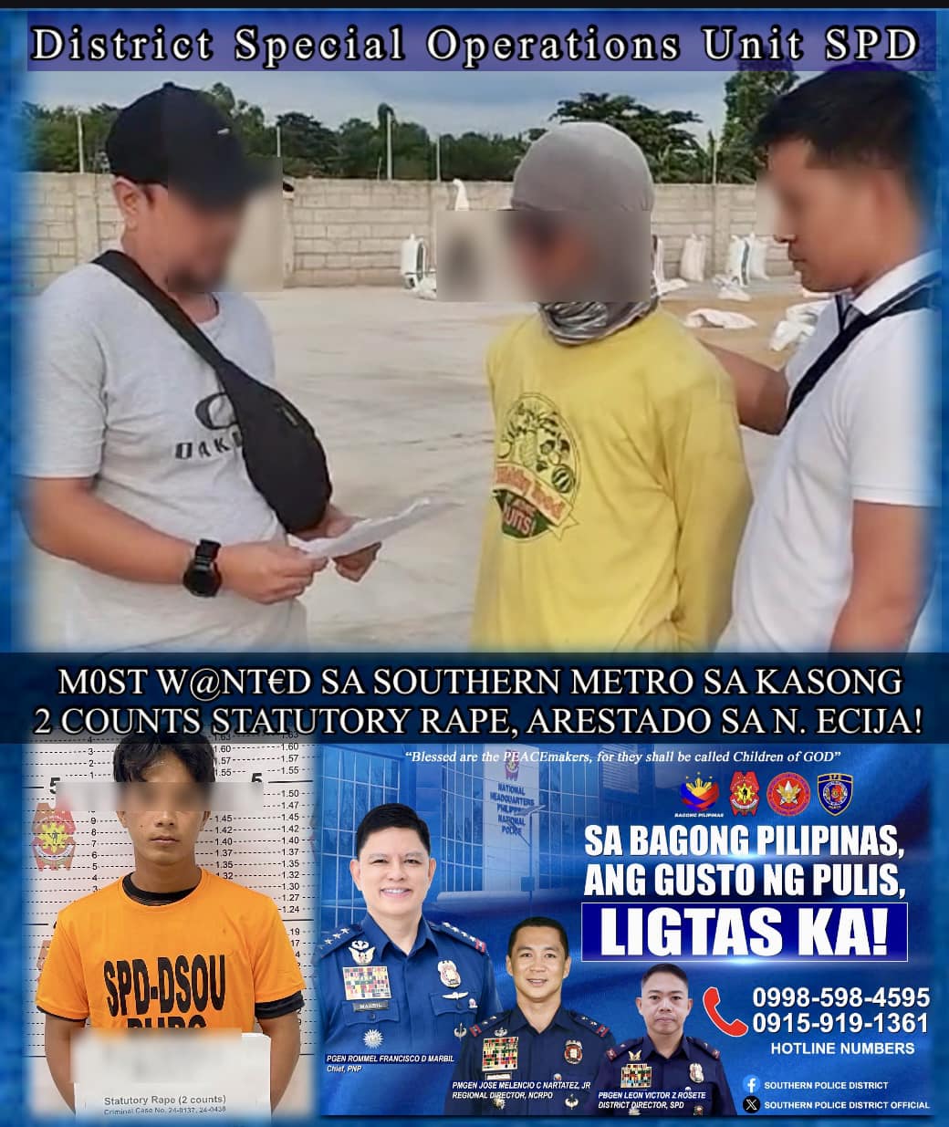 Police-Big - W@NTED SA KASONG 2 COUNTS R@PE SA LAS PIÑAS TIKLO NG SPD ...