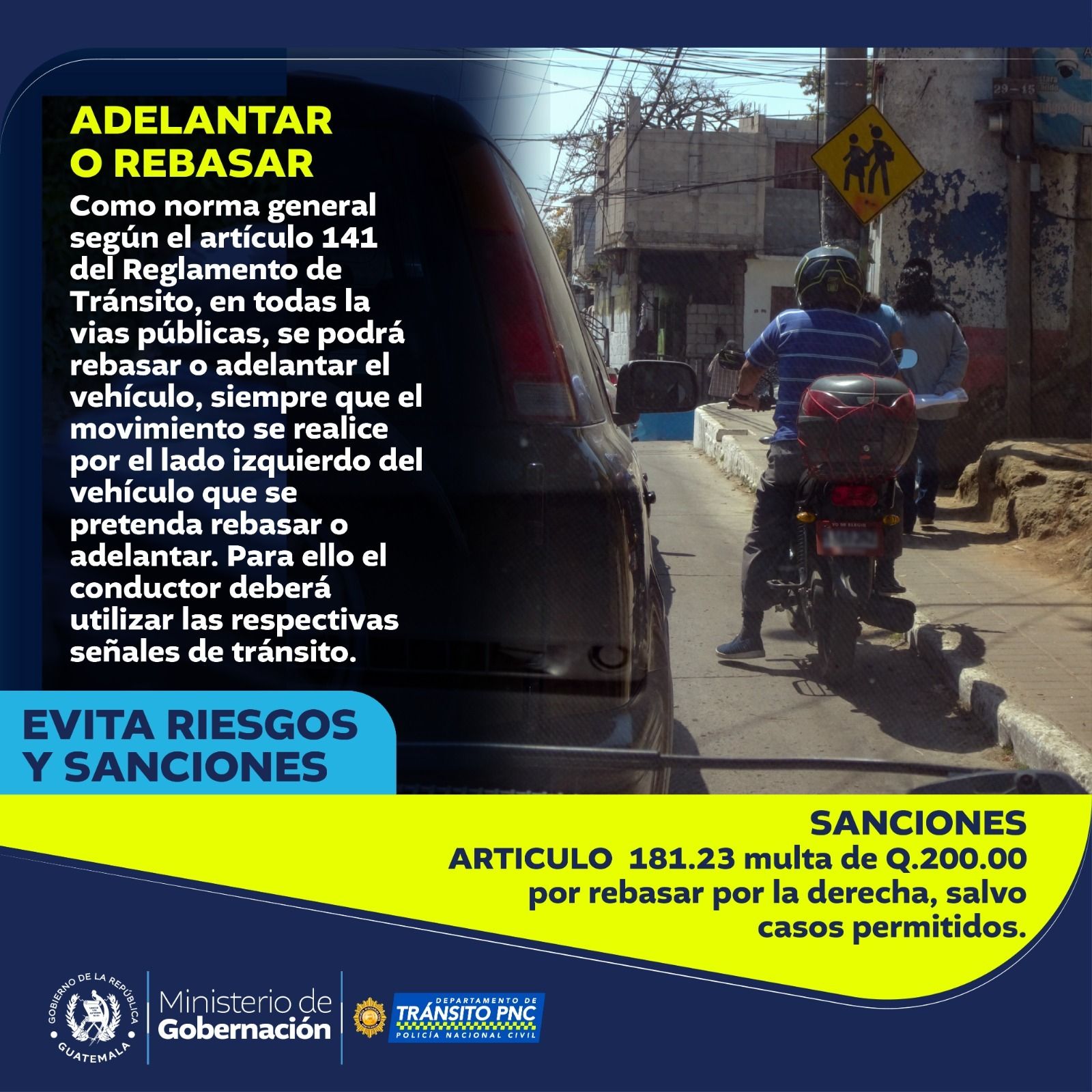 TránsitoPNC - 🏍️🚫No puedes rebasar donde encuentres...