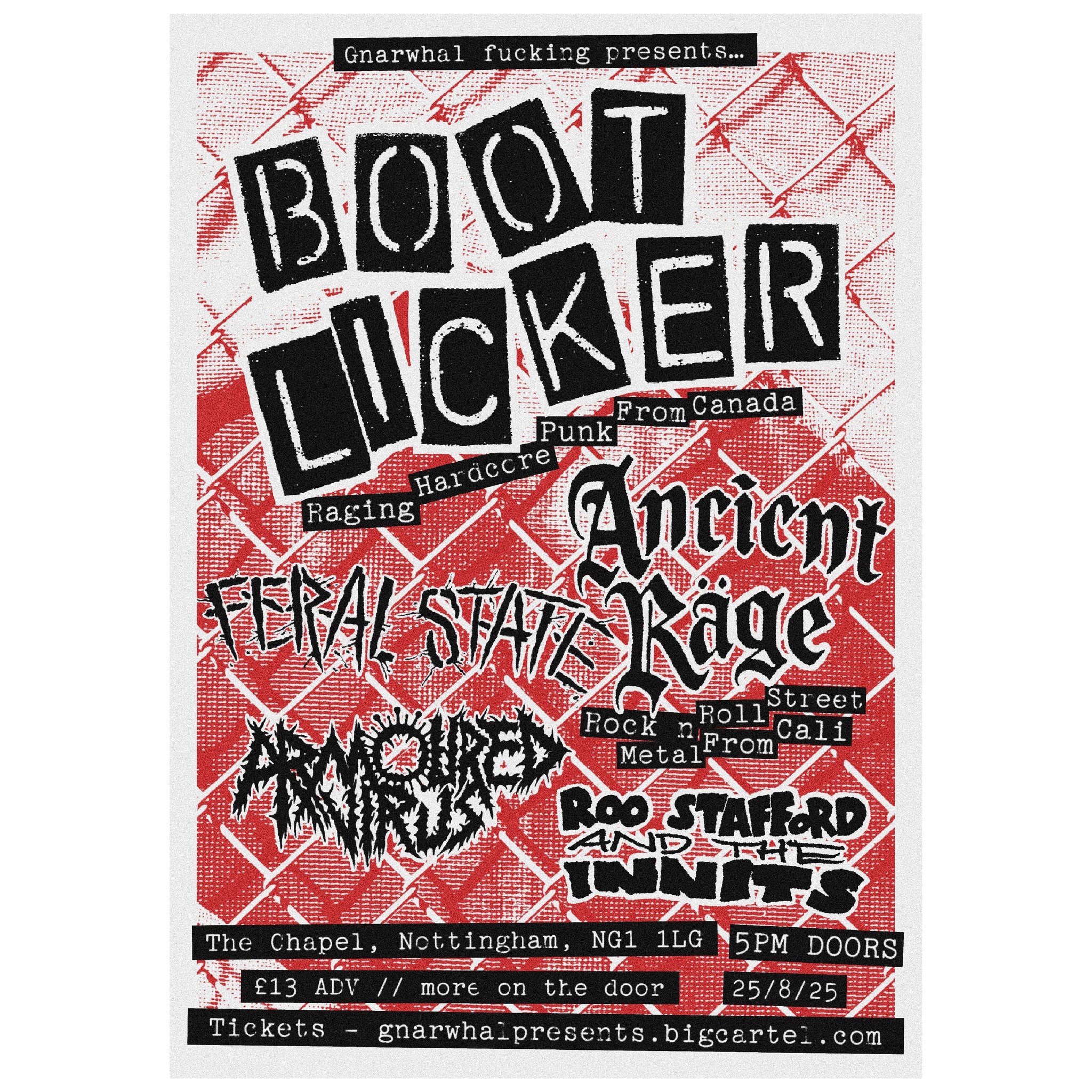 Bootlicker (CA) / Ancient Rage (US) / Feral State / Armoured Virus ...