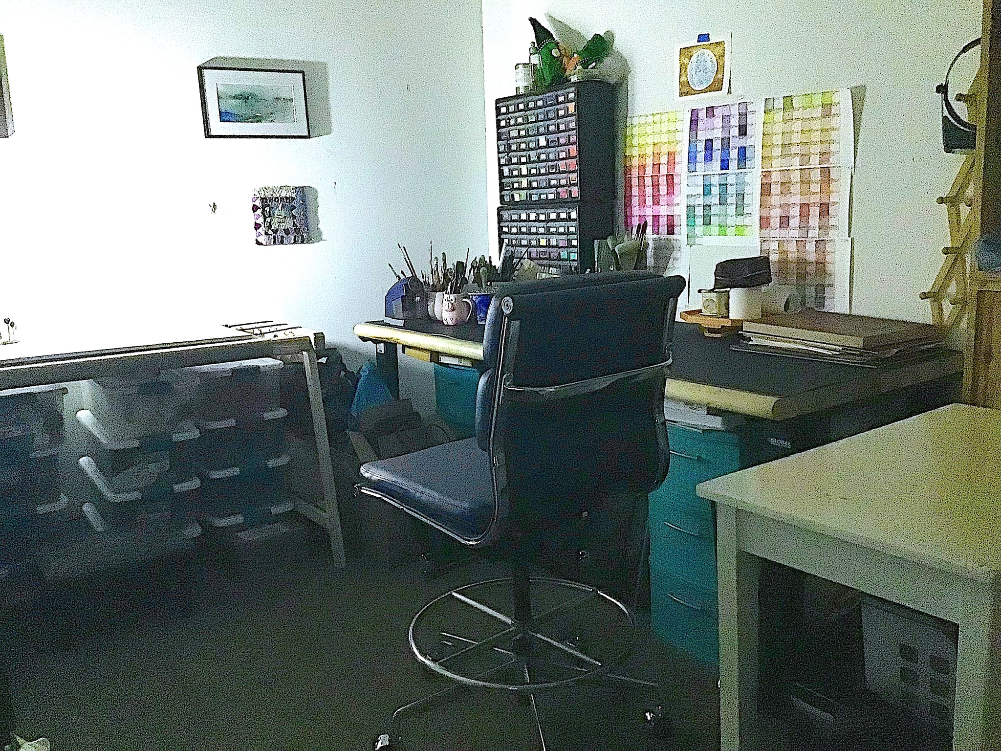 New rug hooking equipment and studio setup