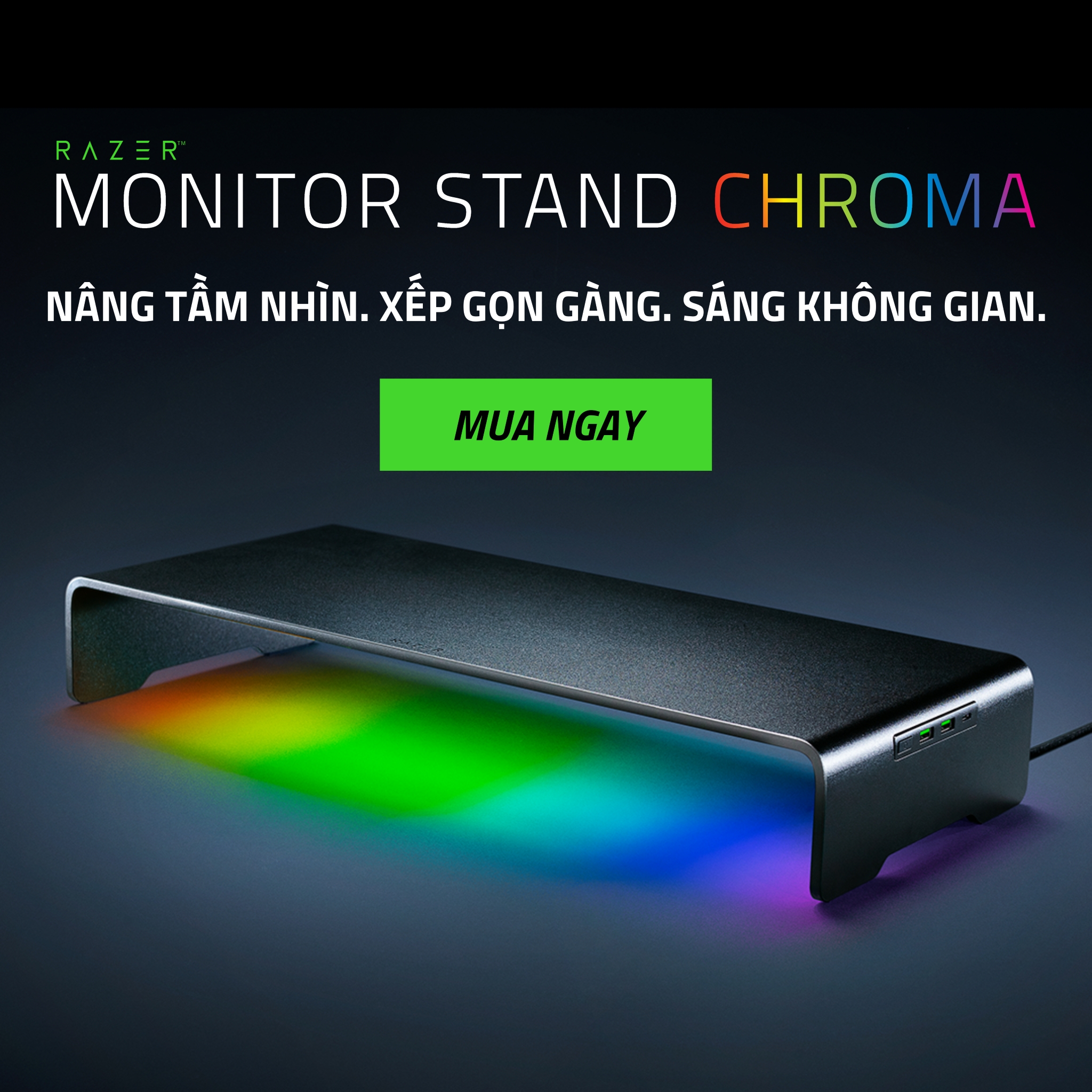 Razer - Razer Monitor Stand Chroma – Kệ màn hình nhôm tích hợp hub USB ...