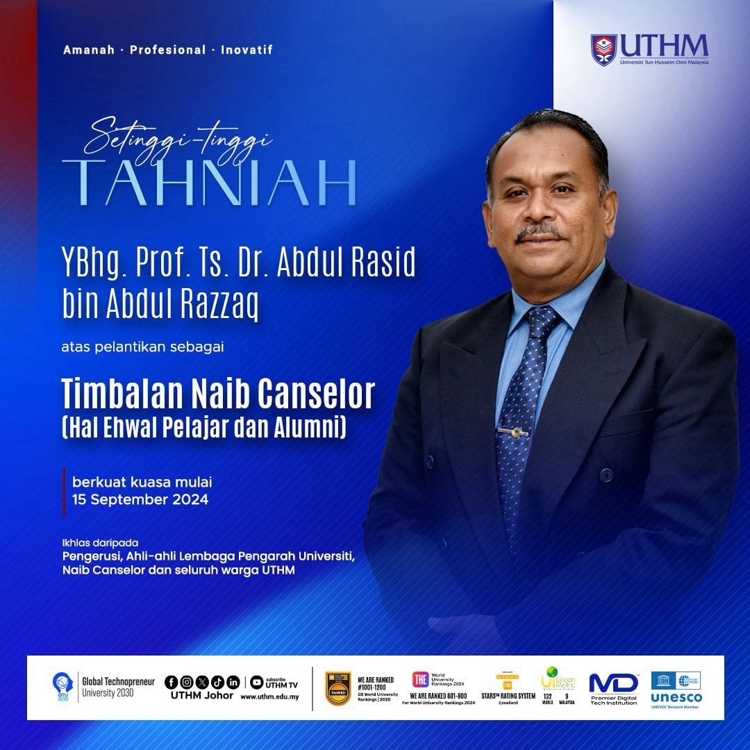 Pejabat - Setinggi-tinggi TAHNIAH diucapkan kepada YBhg. Prof. Ts. Dr ...