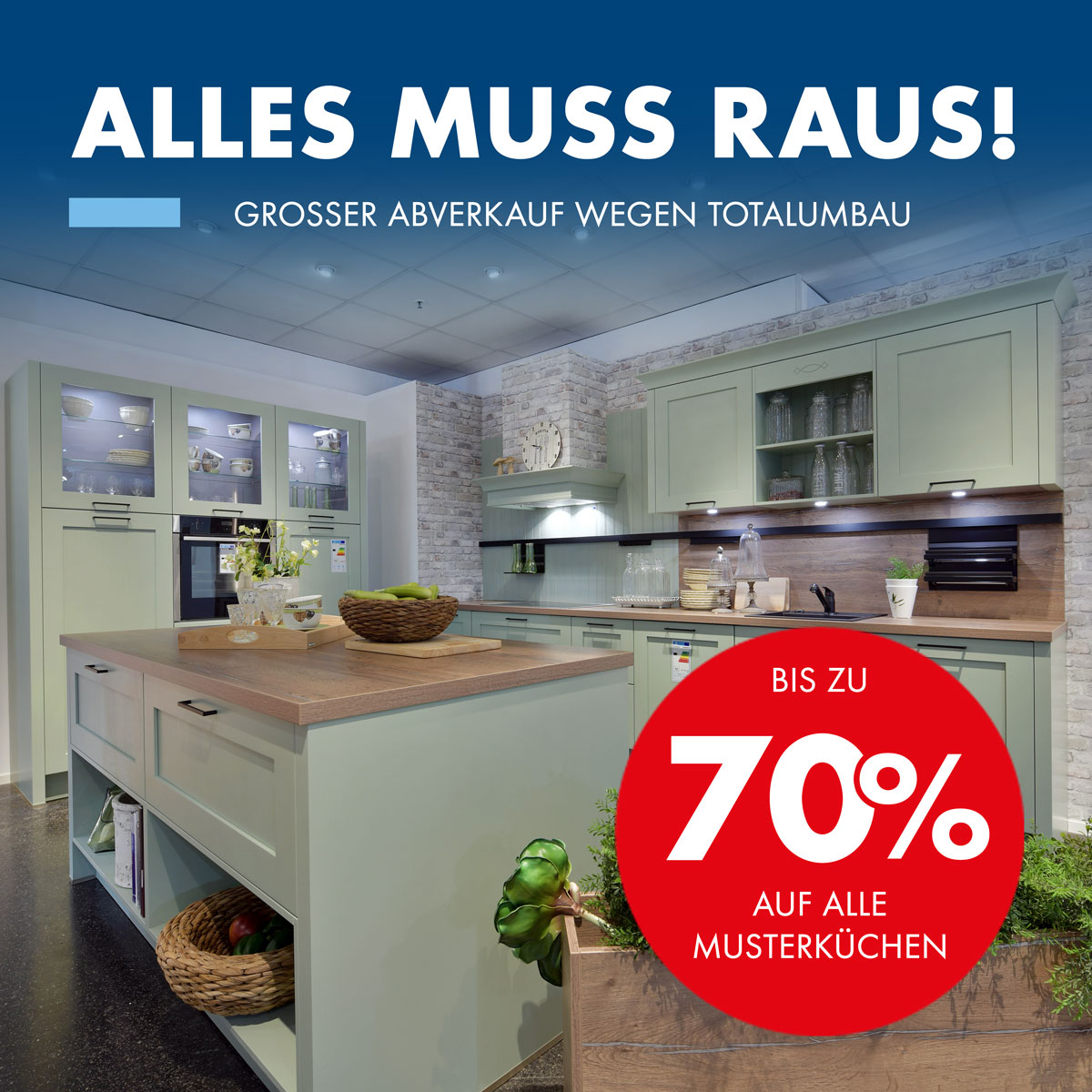 AUSSTELLUNGSKÜCHEN ABVERKAUF WEGEN TOTALUMBAU Du suchst nach einer hochwertigen Küche zu einem unschlagbaren Preis? Dann komm jetzt zu unserem Musterküchen Abverkauf in der MEDA Filiale Köln-Marsdorf