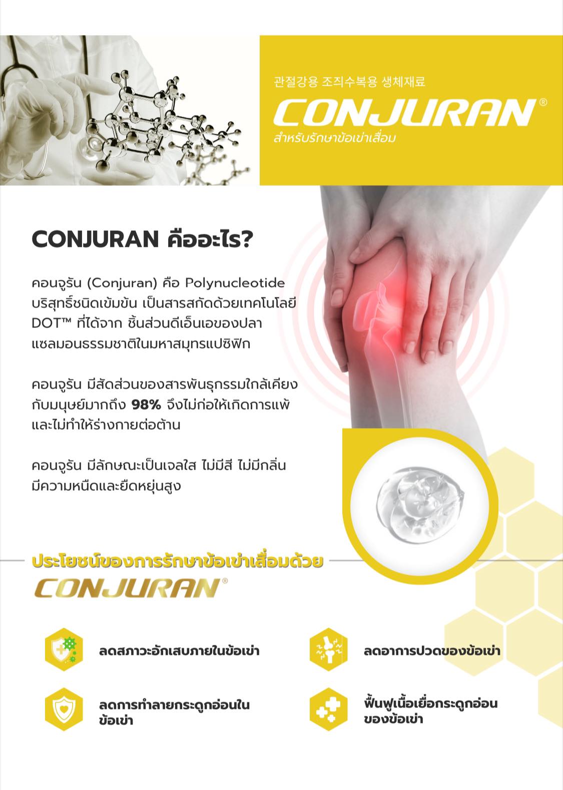 Conjuran Thailand รักษาข้อเข่าเสื่อมด้วย PolyNucleotide