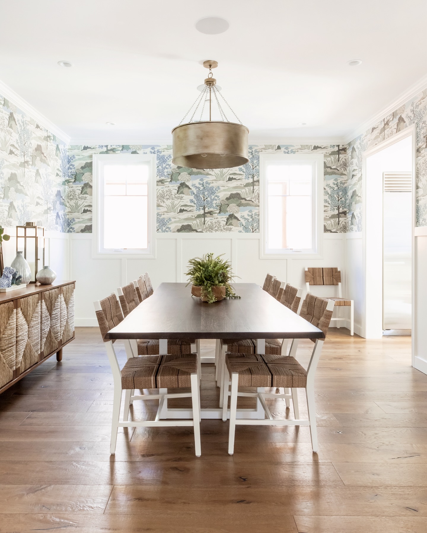 JKB - A timeless dining room with a soft color accent. We loved ...