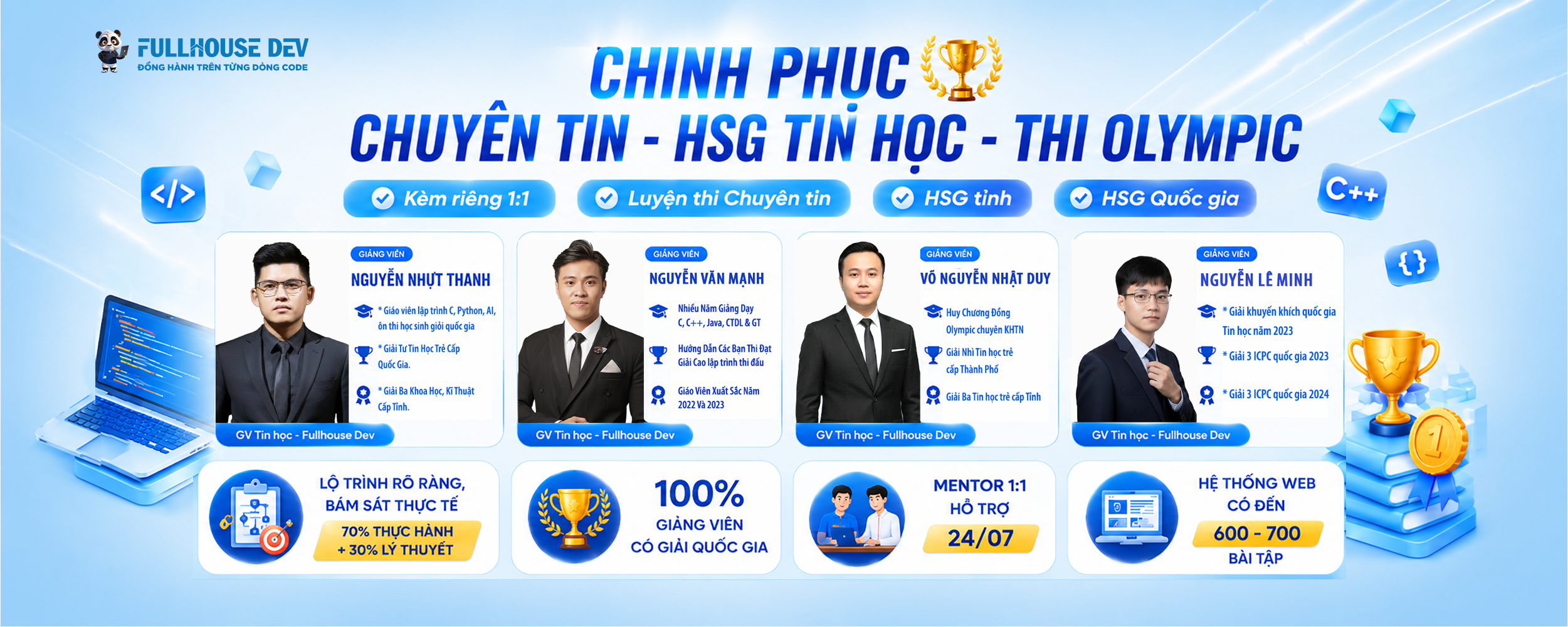Fullhouse Dev - Dạy lập trình C, Java, Python, CTDL kèm riêng