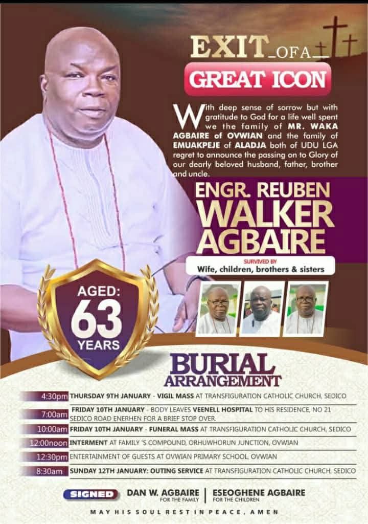 Henry - Tribute to My Late Friend, Engr. Reuben Walker Agbaire. By ...