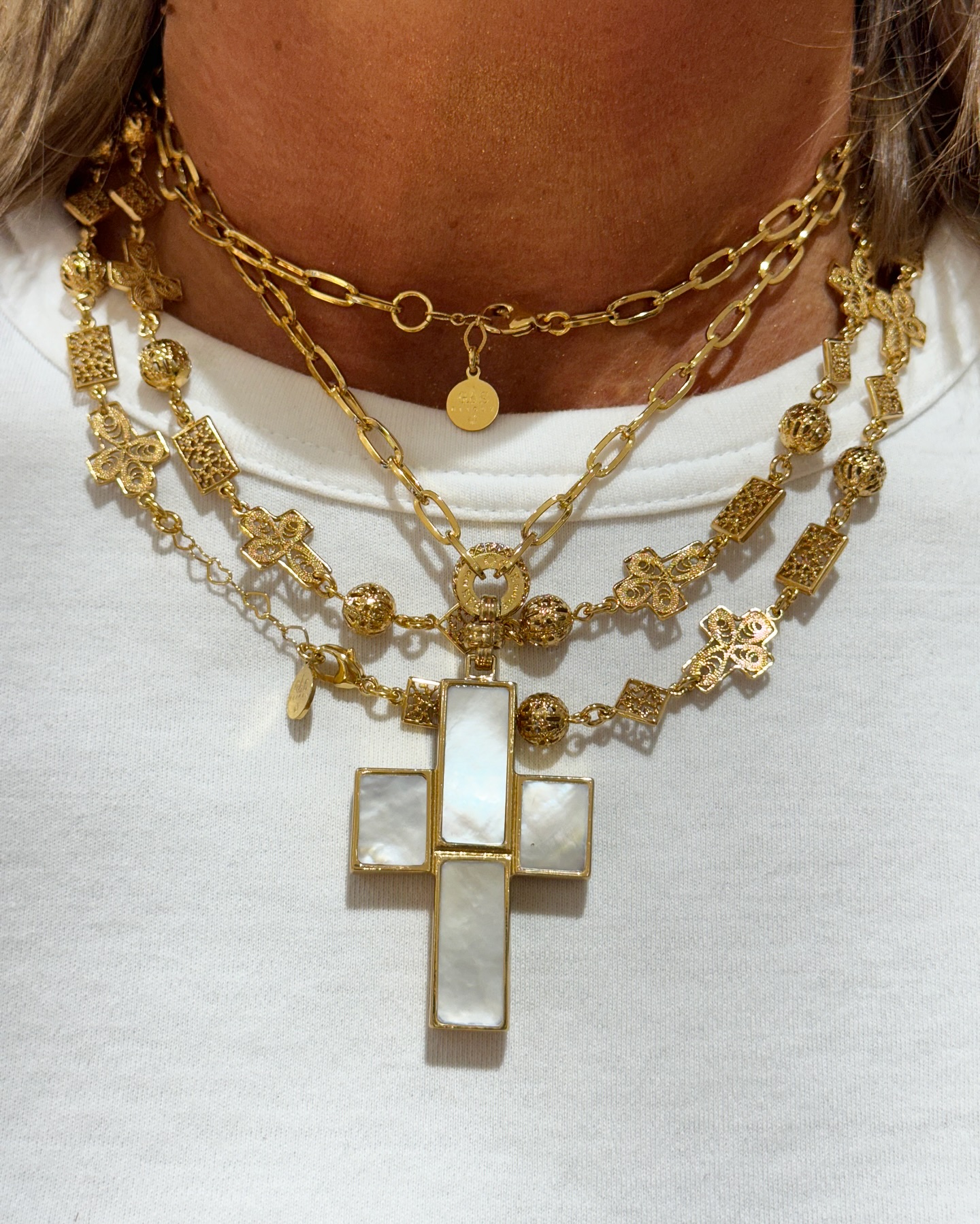 Collier Sautoir Gas Bijoux Avec 6 Pendentifs - Bijou Occasion Chargé Et Original