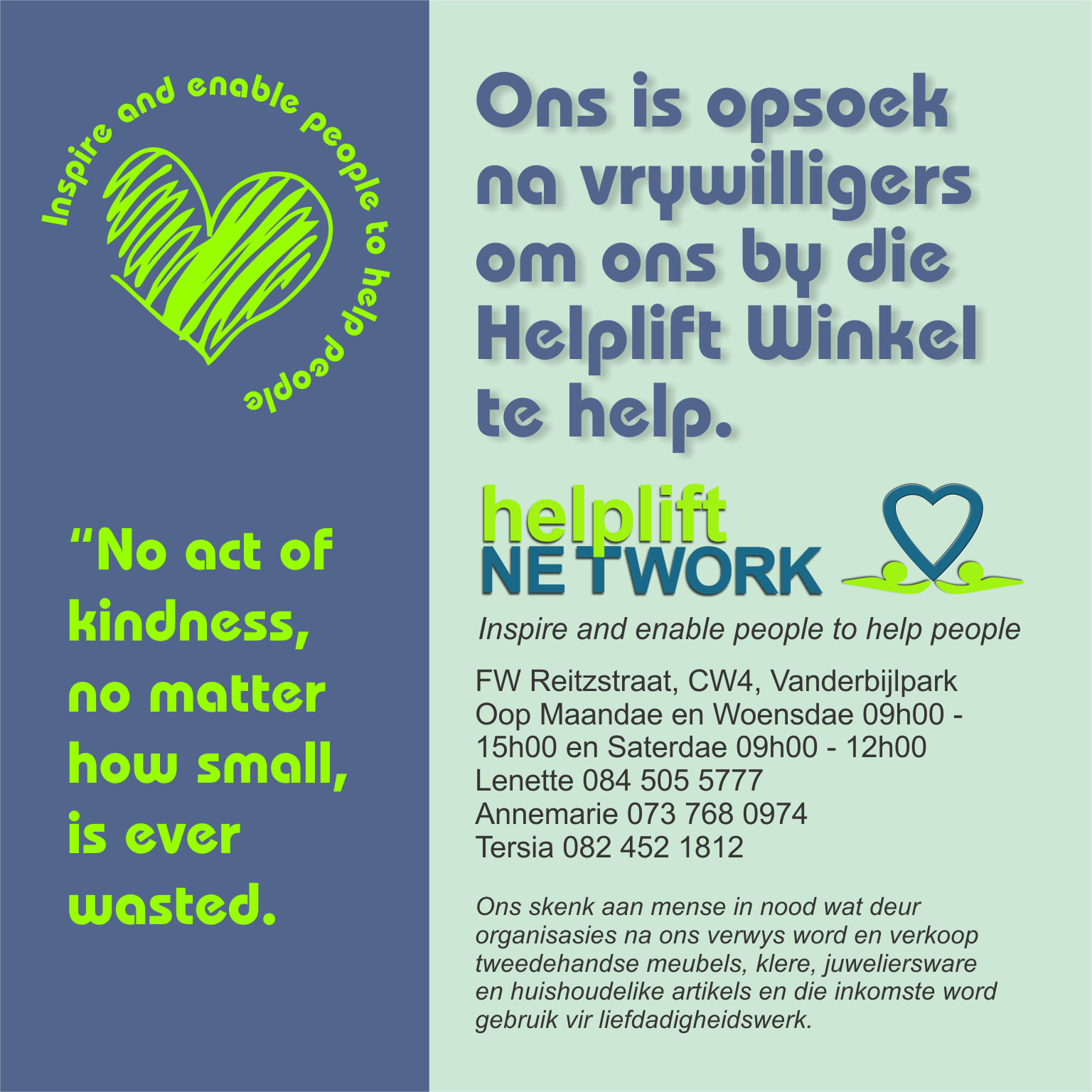 Helplift Network Vaal Triangle - Ons is opsoek na vrywilligers om ons ...