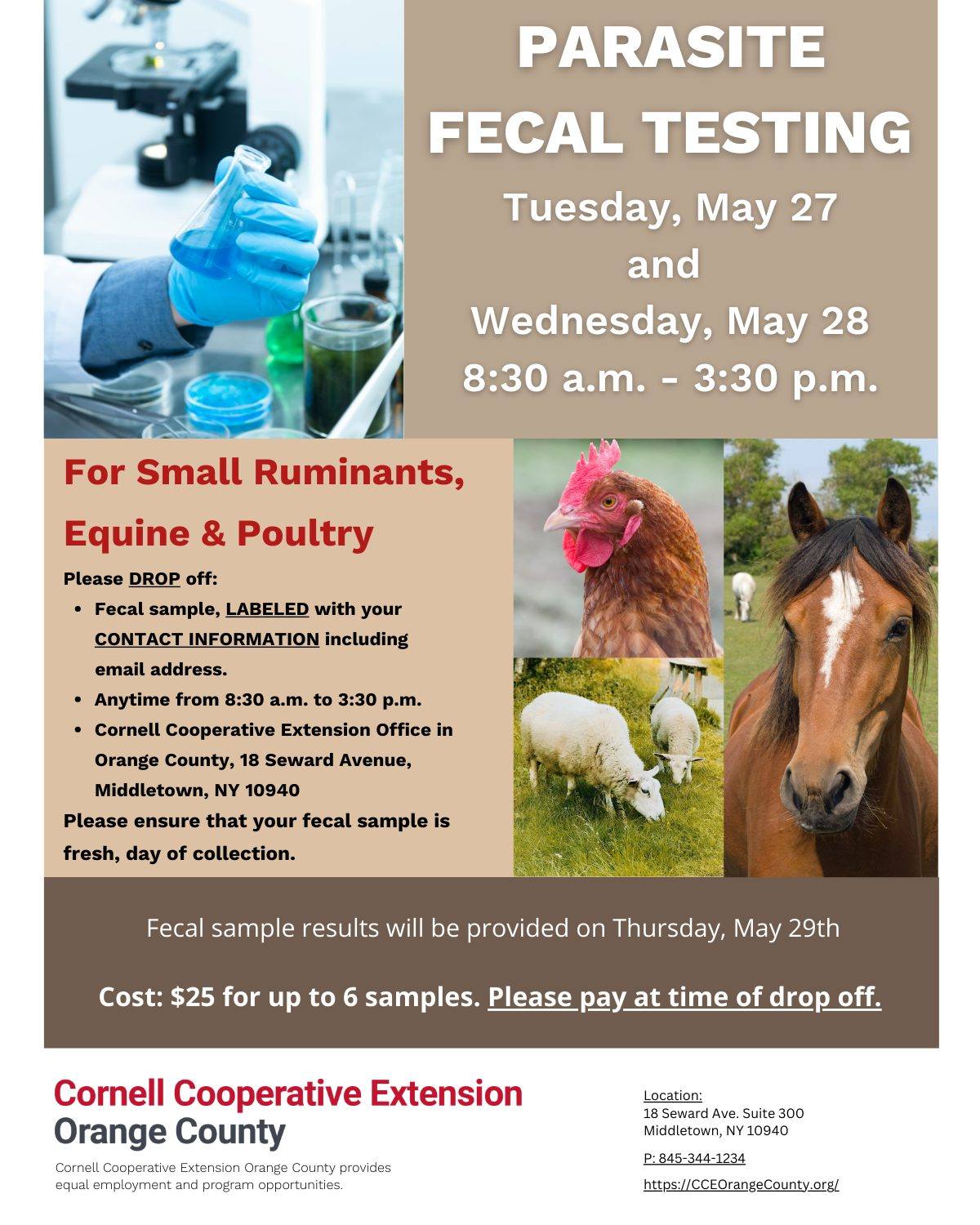 Cornell - CCE Orange County will be having Parasite Fecal Testing ...