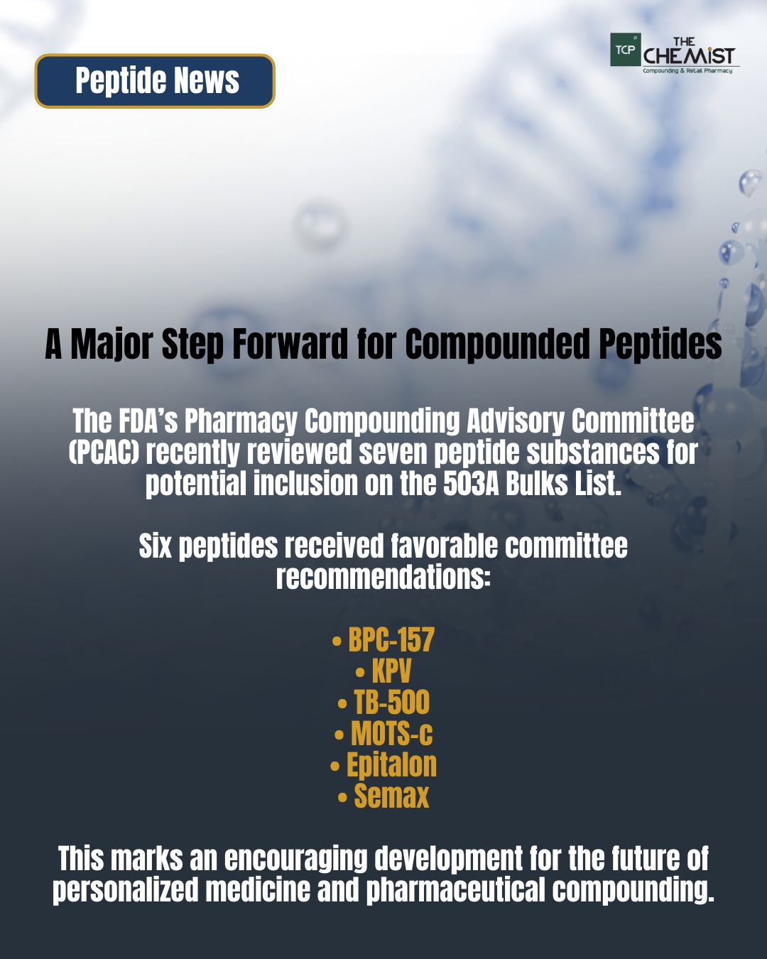 bpc-157 compounding pharmacy prescription FDA update on compounded peptides for personalized medicine Bpc 157 Tb500 Blend Size:1.0 oz tissue recovery