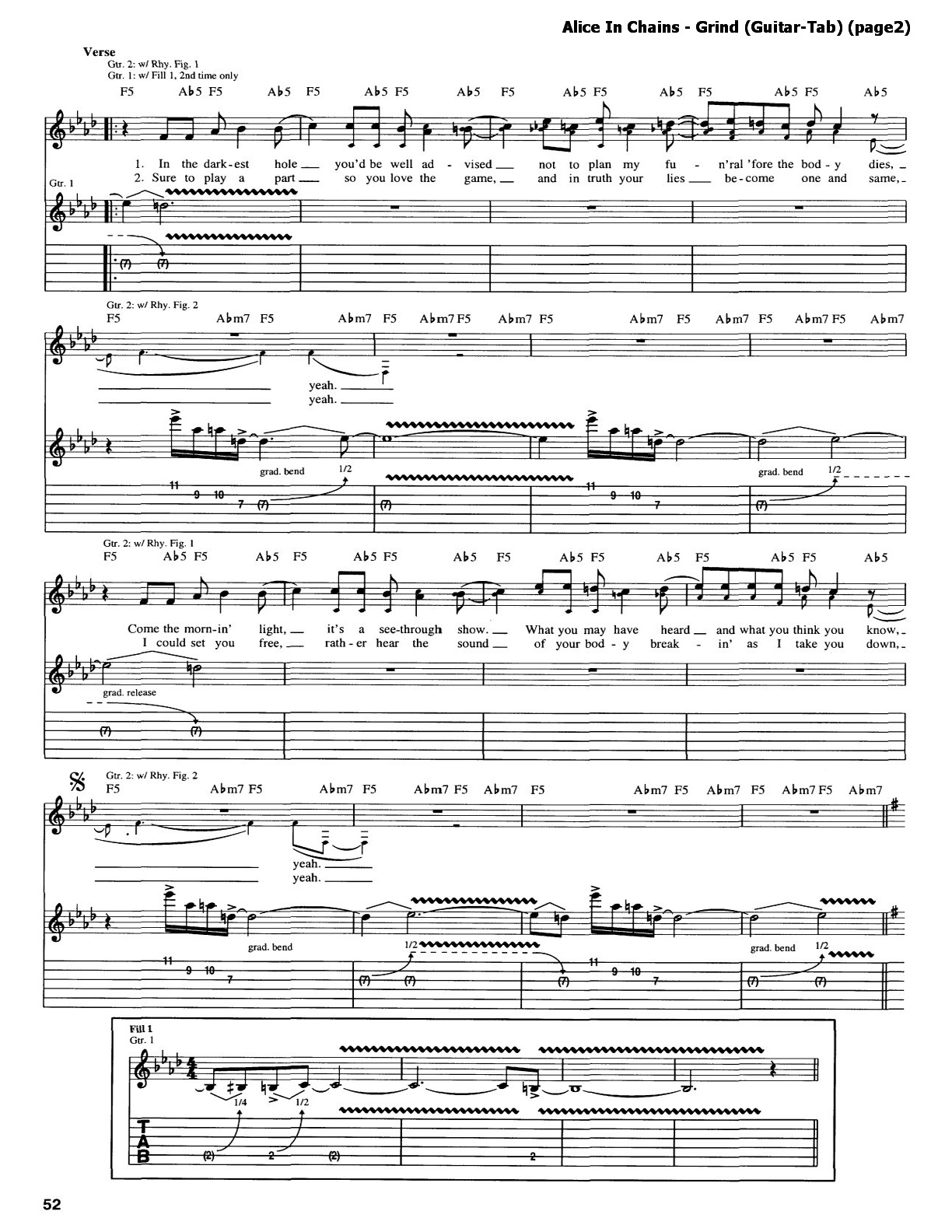 Alice In Chains - Grind (Guitar-Tab) L I C E I N C H N 1安 I 全 S