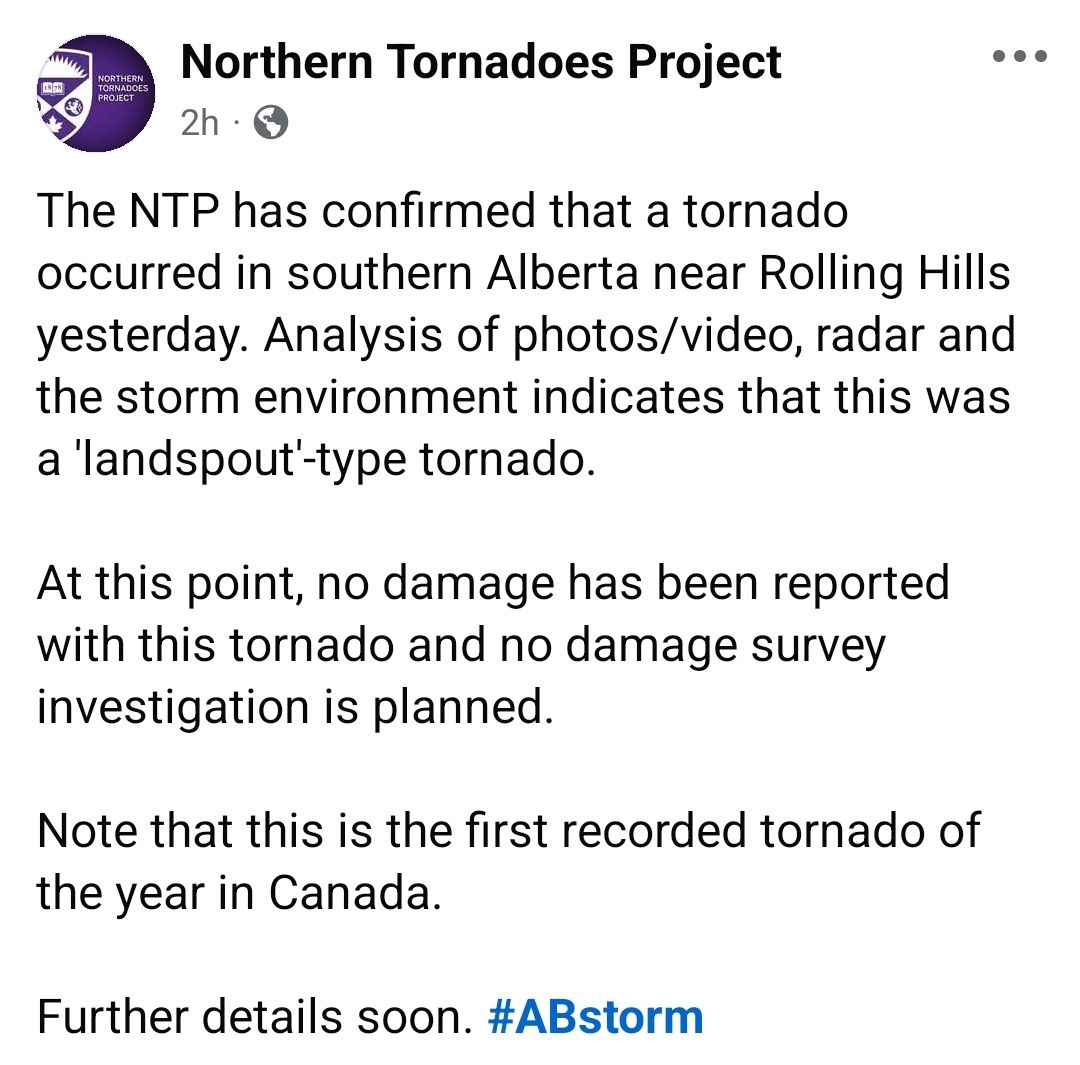 Alberta - Yesterday's landspout tornado has been confirmed as Canada's ...