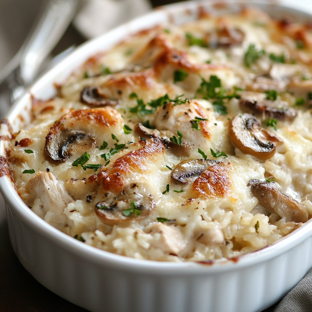 Recette - Gratin de riz au poulet et champignons Ingrédients pour 4 ...