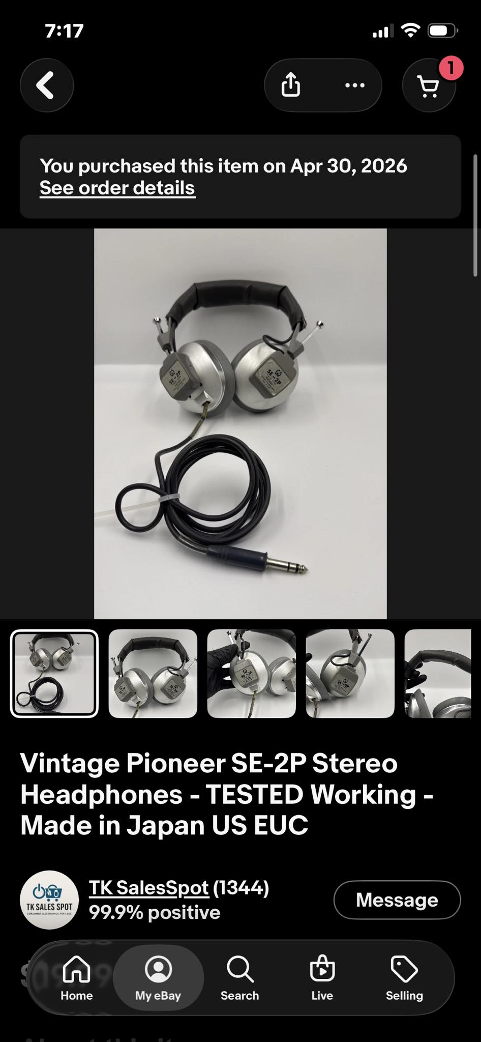 Pioneer SE-50 Headphones, 1970-72.