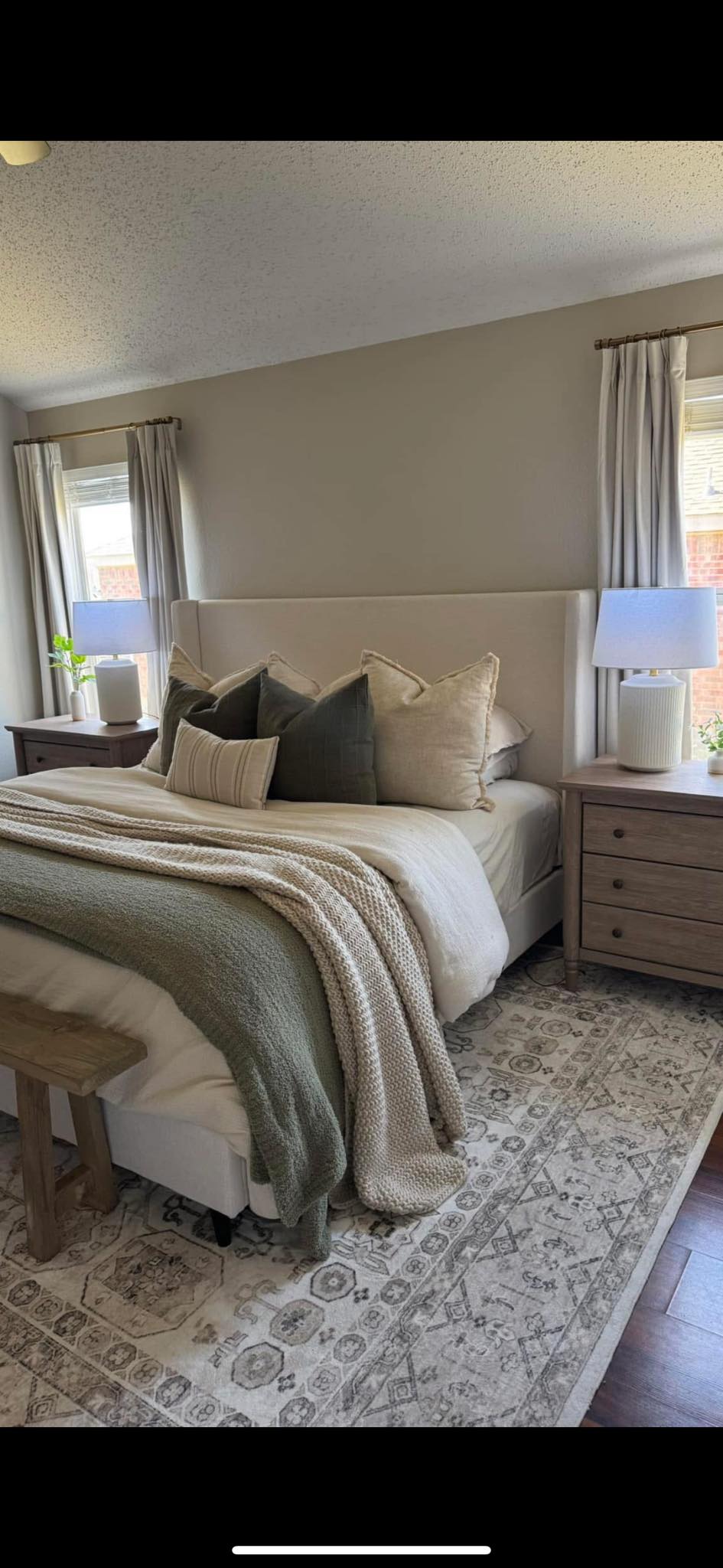 How to decorate a bedroom with gray and cream colors?