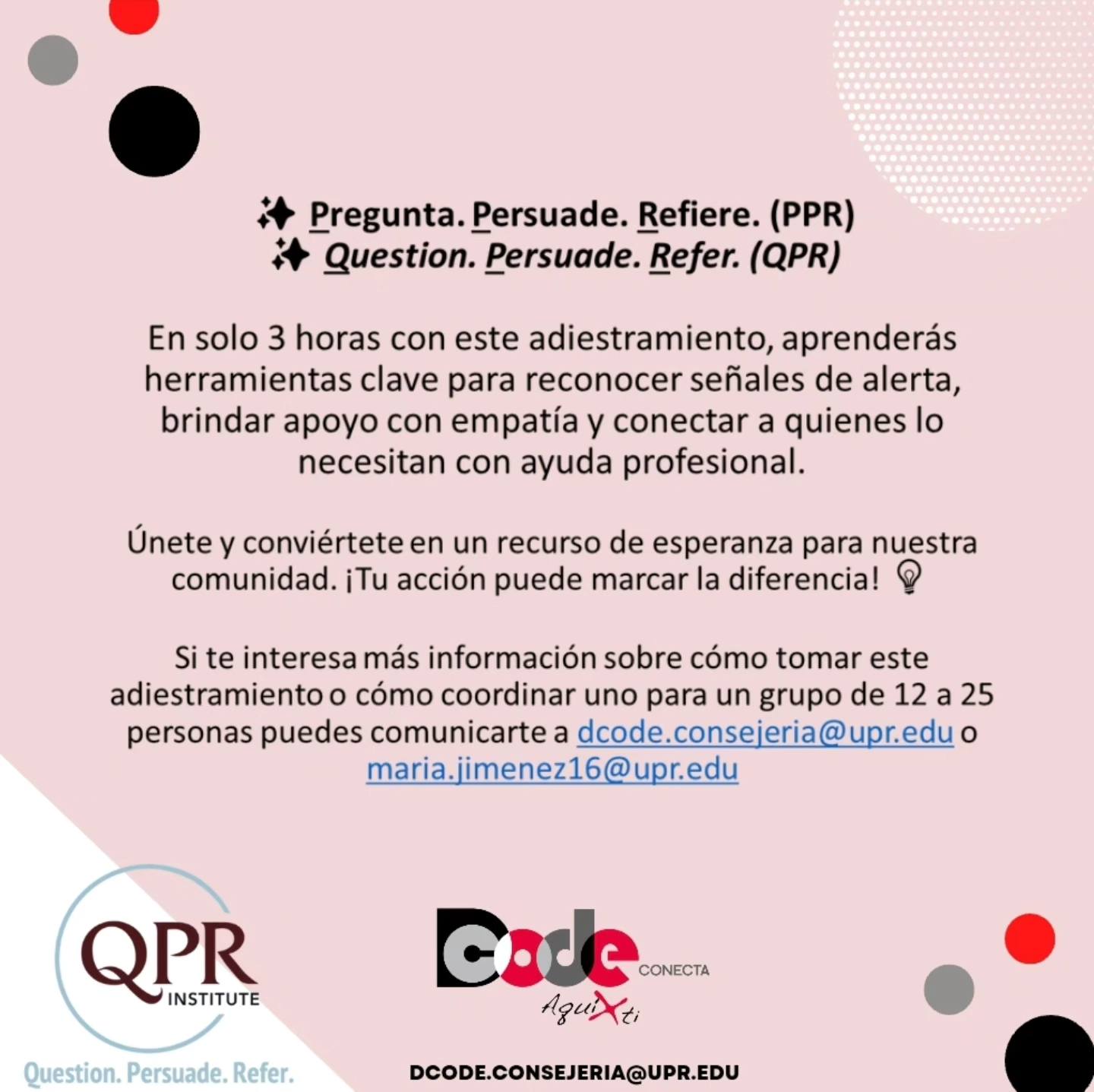 Departamento - ️Únete al adiestramiento sobre la prevención de suicidio ...
