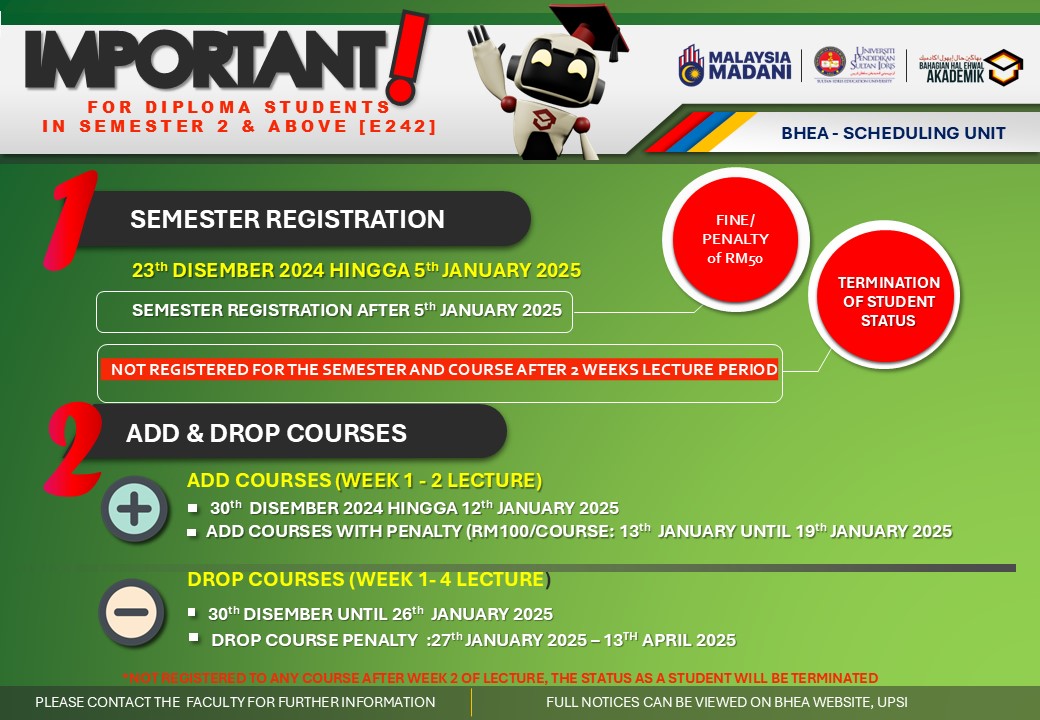 SEMESTER REGISTRATION... - Bahagian Hal Ehwal Akademik UPSI | Facebook
