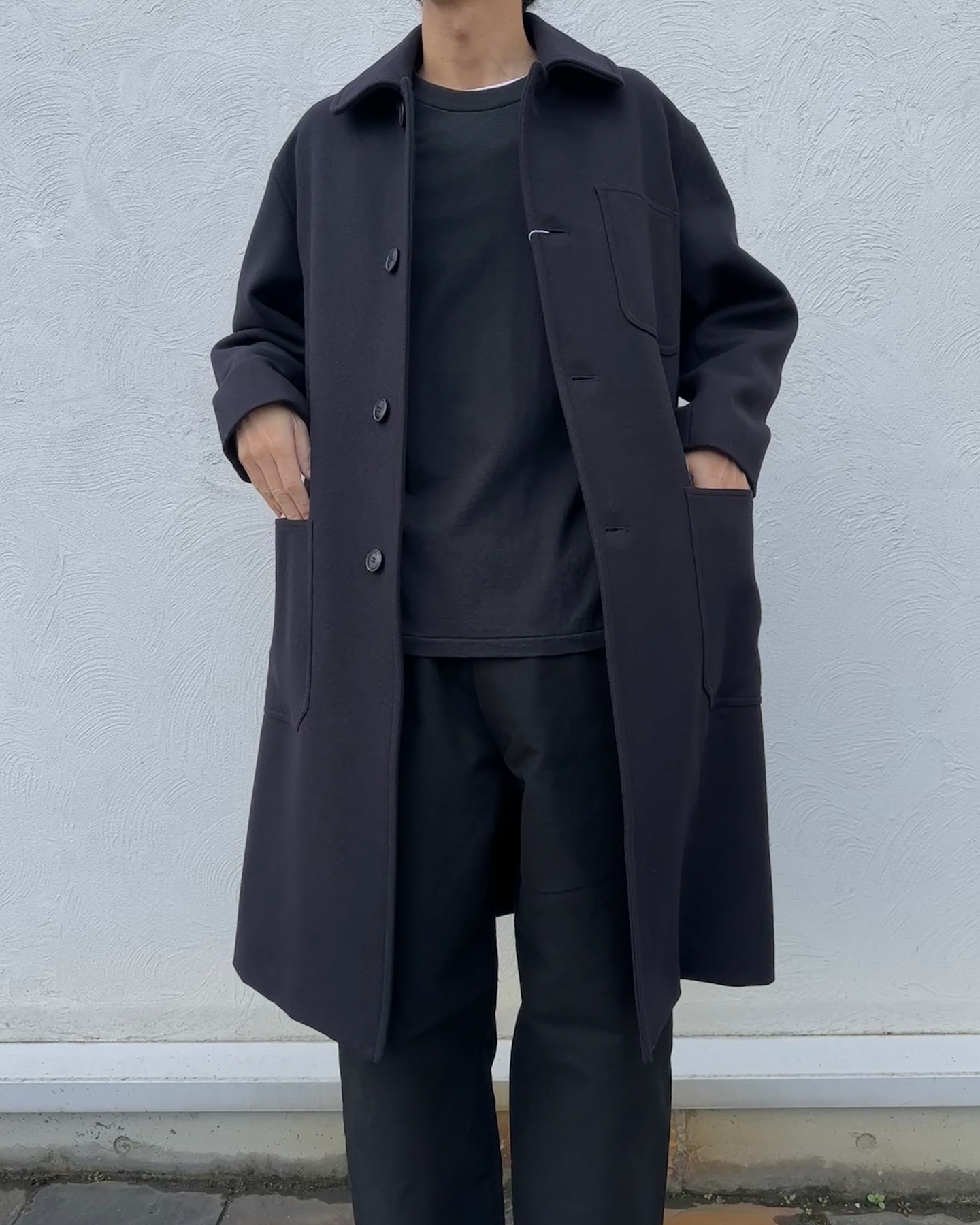 GEA1】COMOLI □ウールカシミヤ ミリタリーコート A03-04009 col：NAVY 