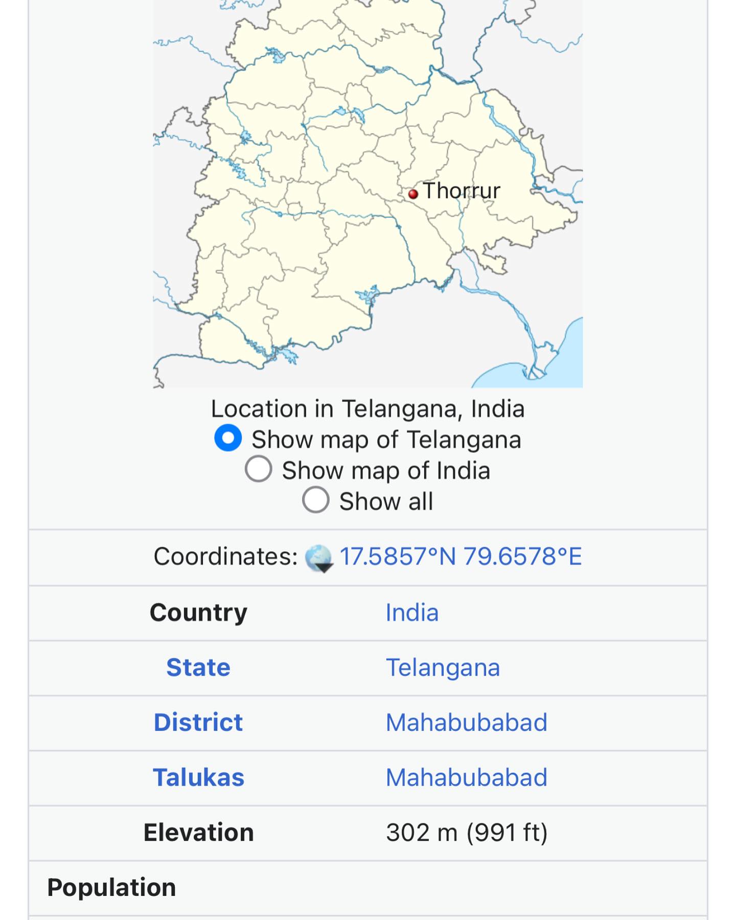 Thorrur Division | Warangal