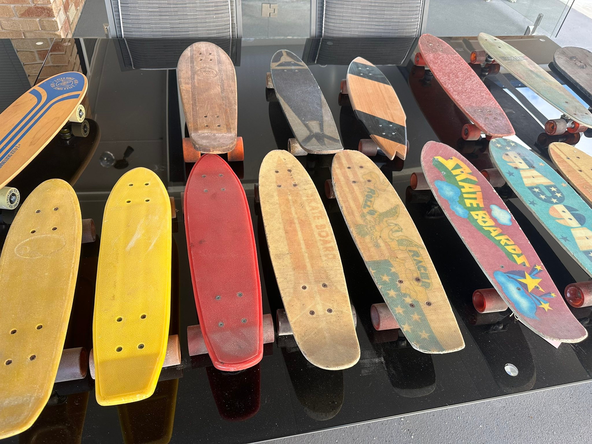 Vintage skateboard collection storage