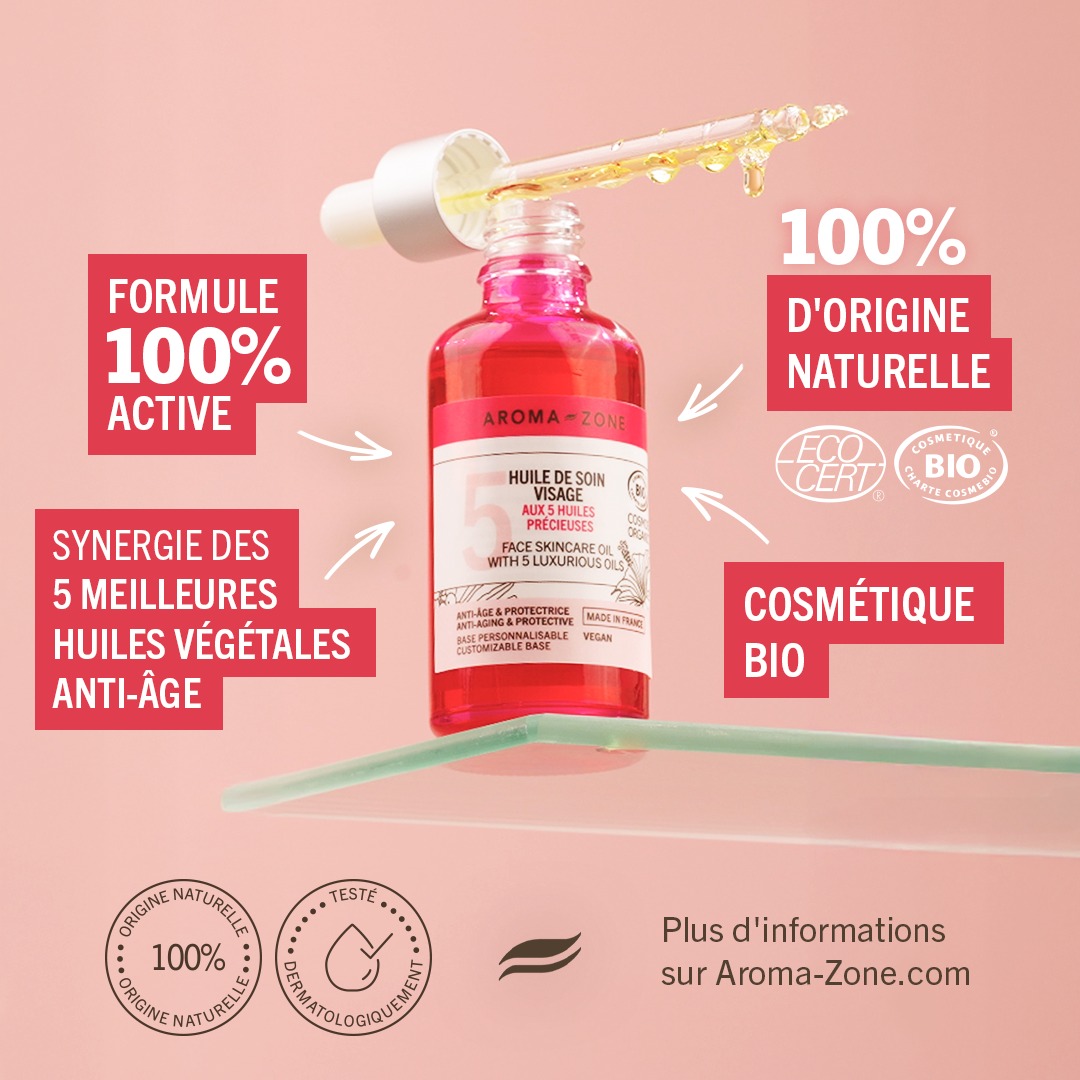 Huile Visage BIO Anti-Imperfections - Aroma Zone - Réparatrice Et Hydratante - 50ml Ou 100ml