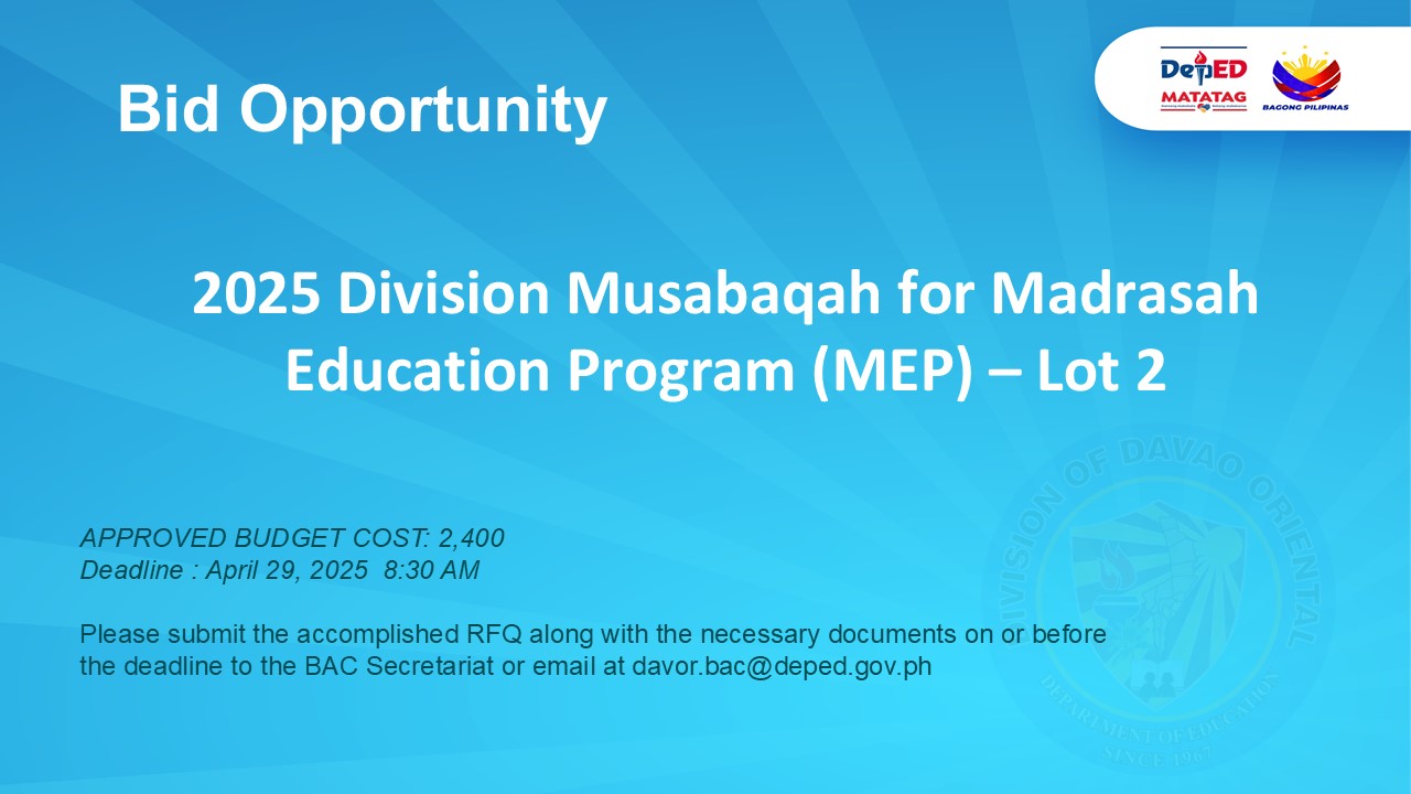 DepEd - 2025 Division Musabaqah for Madrasah Education Program (MEP ...