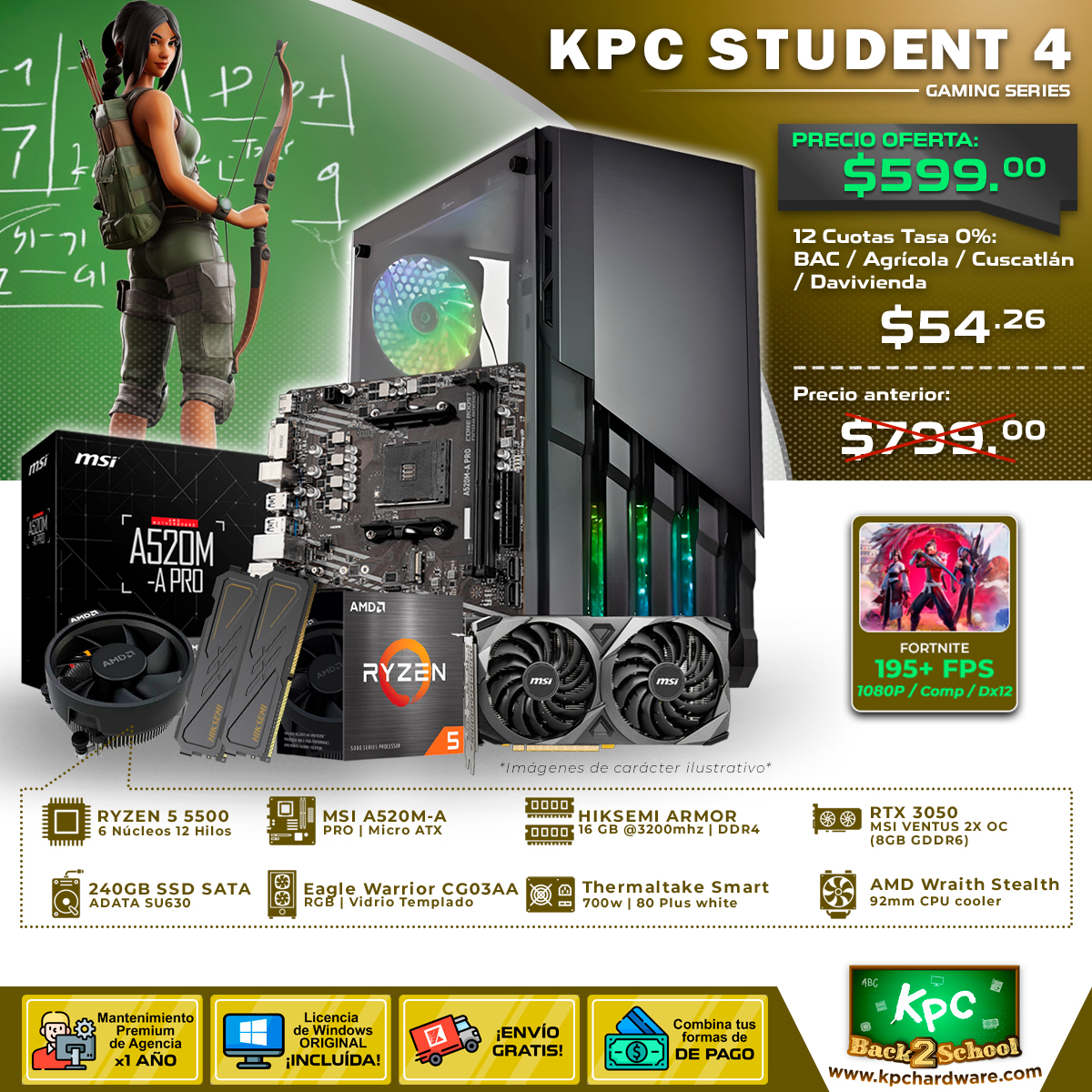 KPC - 📚CASE: EAGLE WARRIOR CG03AA RGB - 3 FANS / VIDRIO TEMPLADO 📚 ...