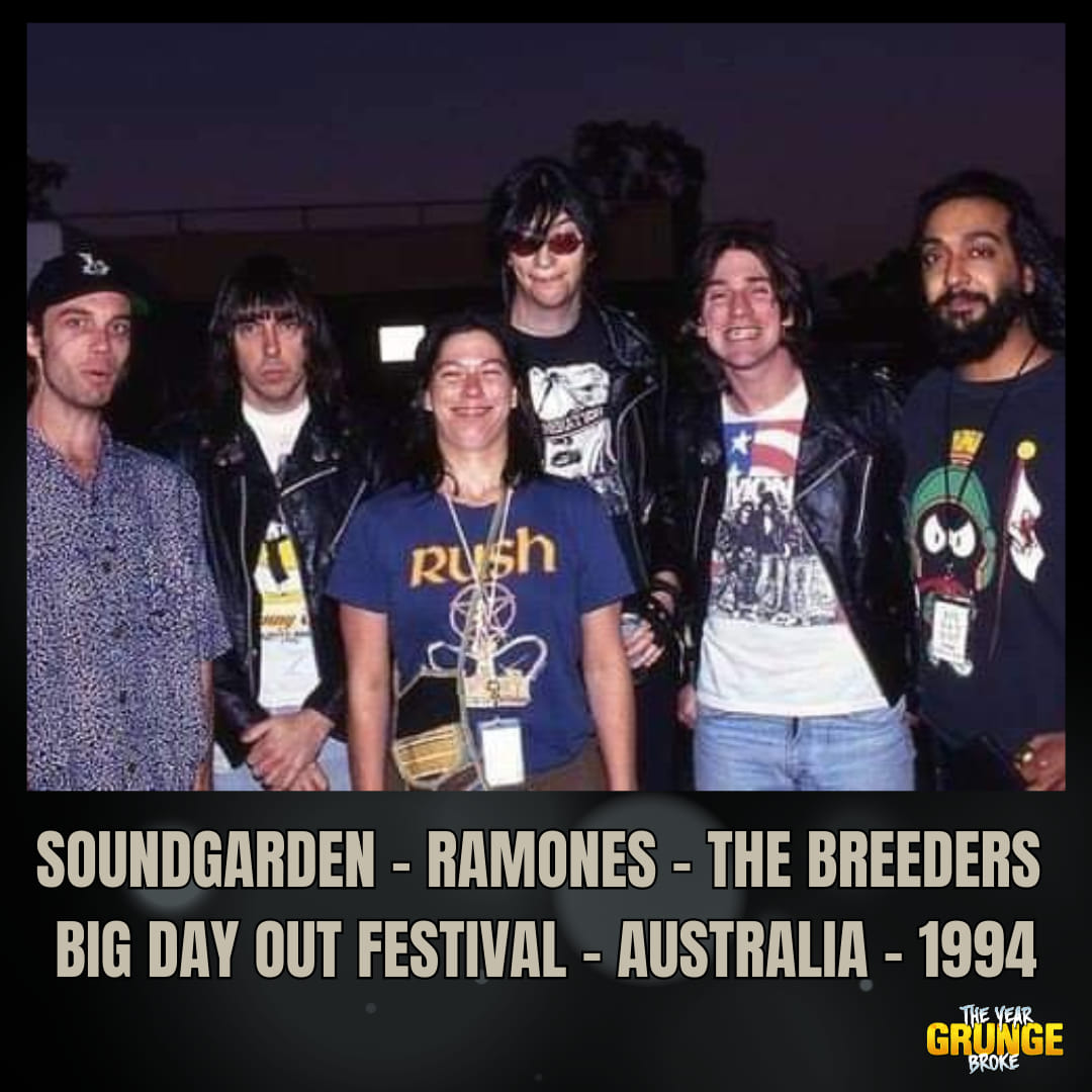 SOUNDGARDEN & RAMONES • Backstage at Lollapalooza, 1996. Back row