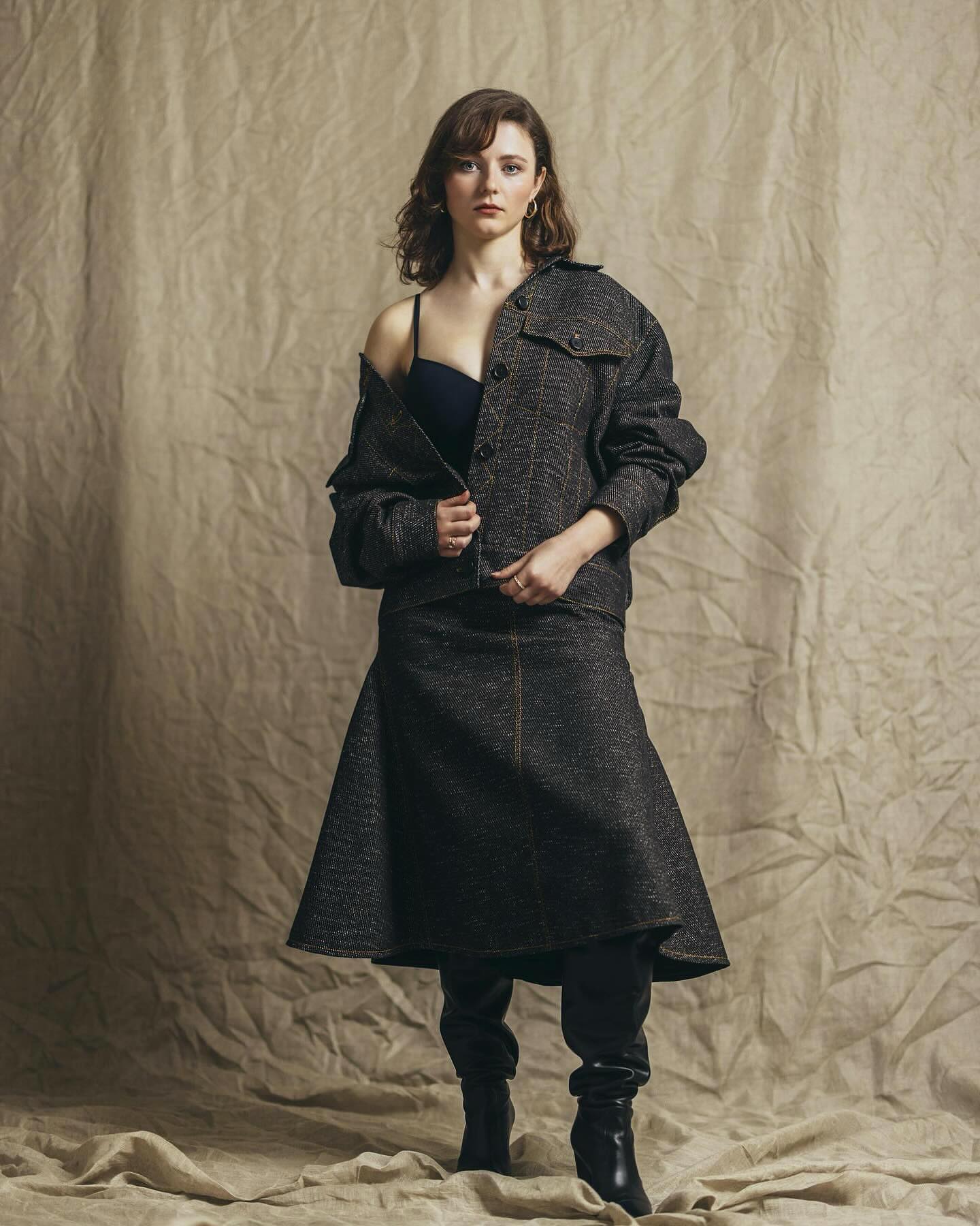 Thomasin Mckenzie Wears the Freesia Jacket and Queenie Skirt from 