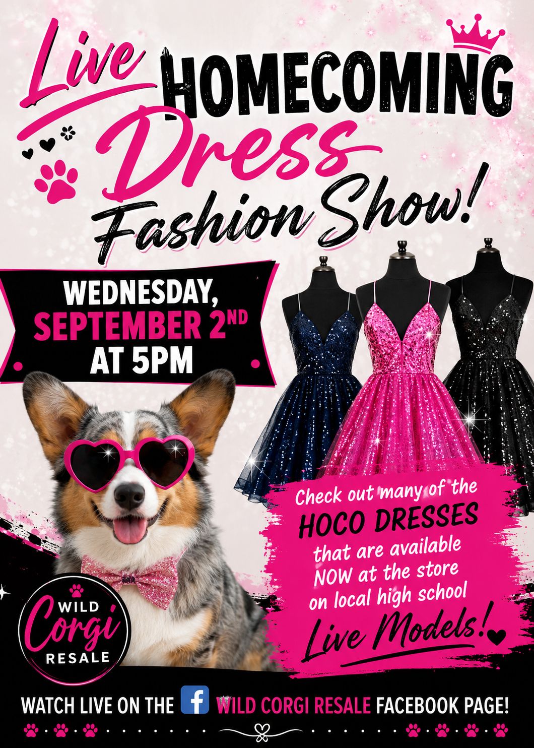 This is tonight! Wait til you see the beautiful dresses available for this year's HOCO season. Open today from 10 to 4
