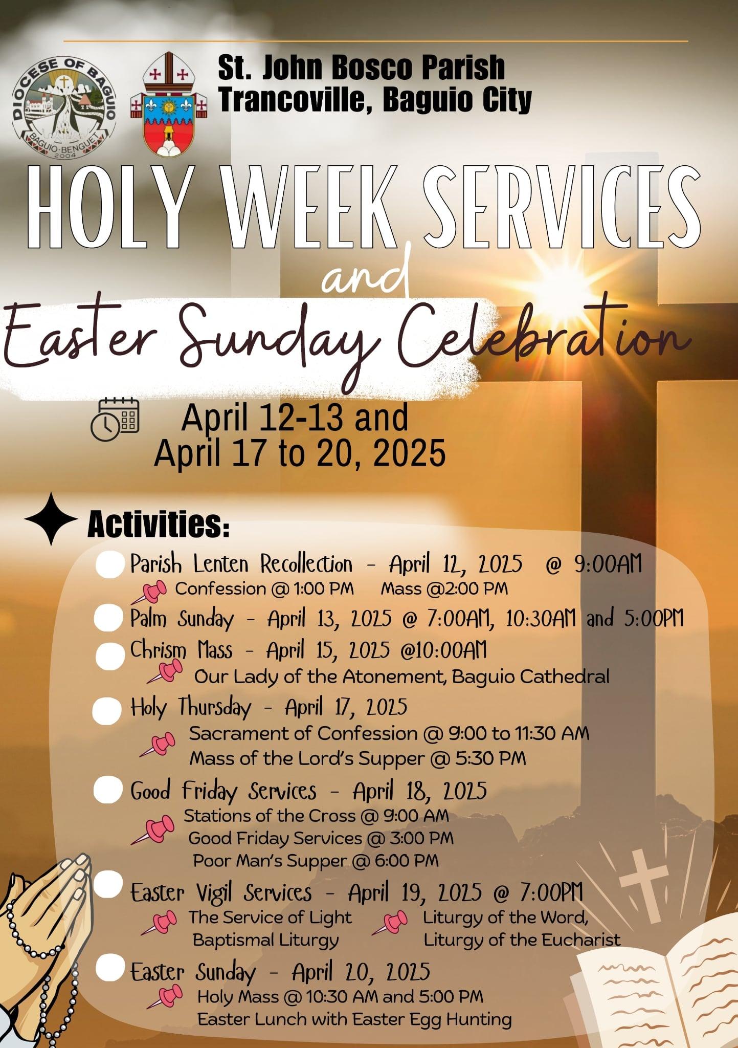 St. - HOLY WEEK SCHEDULE 2025 (April 13-20, 2025) APRIL 12, 2025 ...