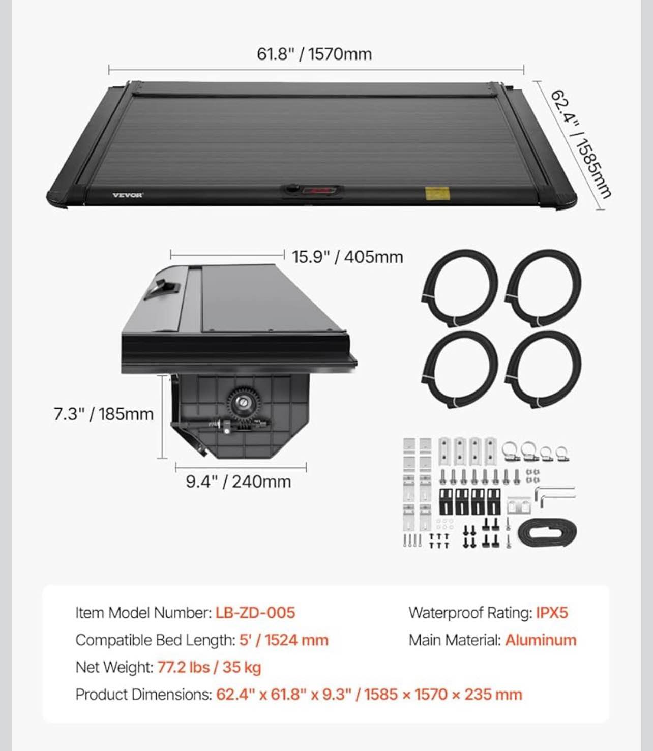 VEVOR Retractable Tonneau Cover - Car Exterior Parts - Arthurdale, West ...