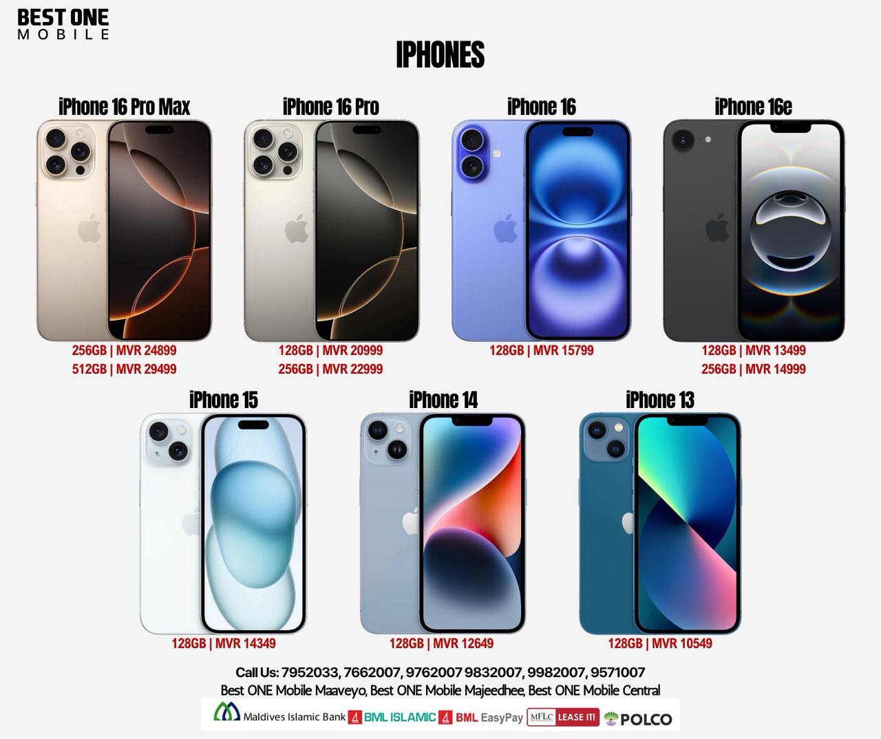 iPhone 13 128GB 10549/- iPhone 14 128GB 12649/- iPhone 15 128GB 