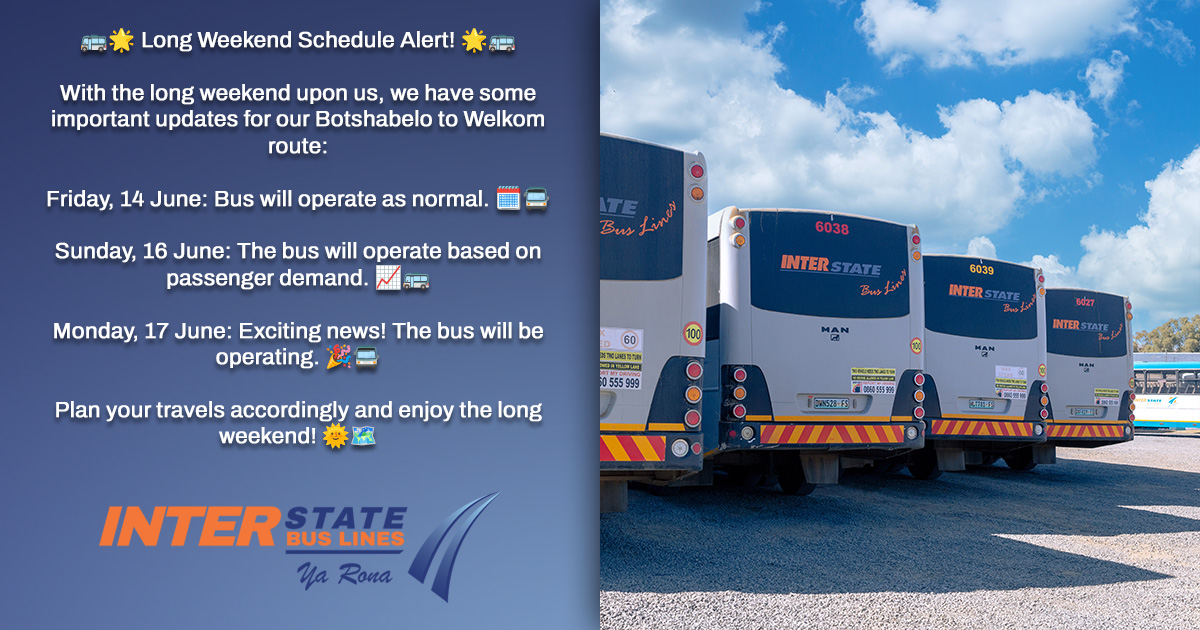🚌🌟 Long Weekend Schedule Alert! 🌟🚌... - Interstate Bus Lines