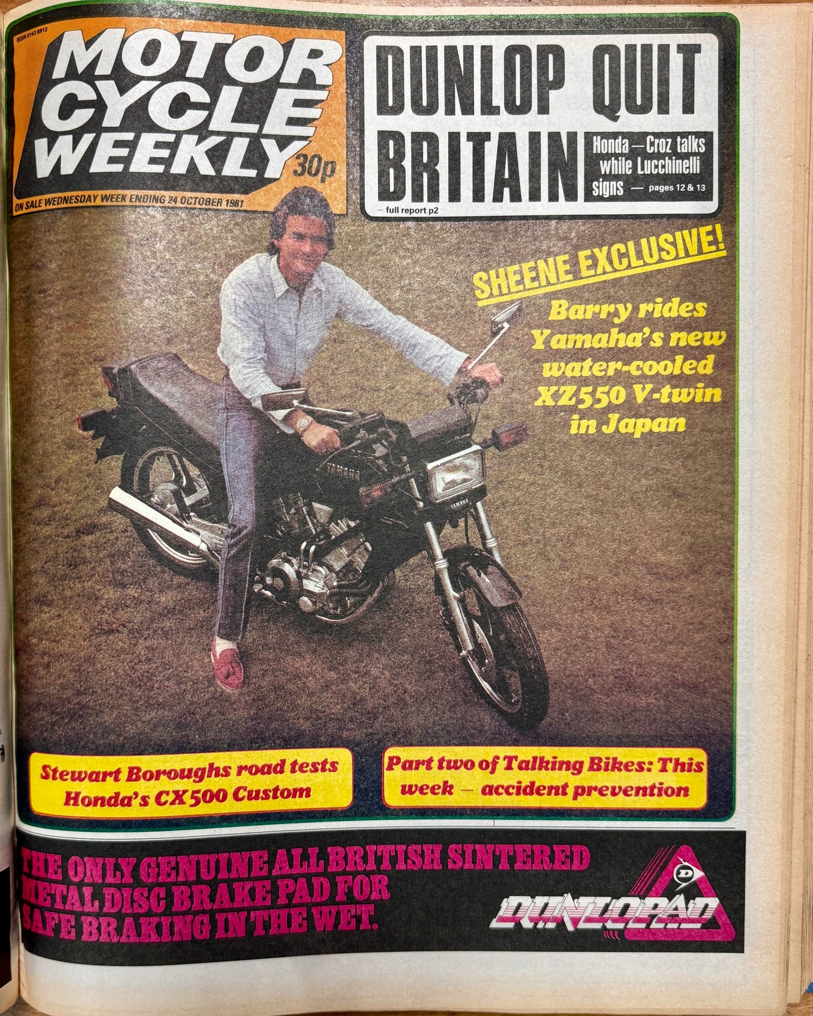 October 1981, when Barry Sheene was a columnist for our