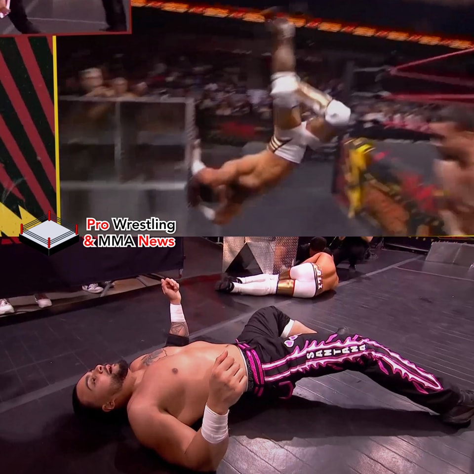 Pro - Mustafa Ali went head first into the bottom of the ring steps. # ...